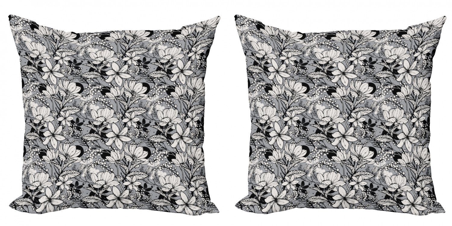 Kissenbezüge Modern Accent Doppelseitiger Digitaldruck, Abakuhaus (2 Stück), Blumen Frangipani Mimosa Lotus
