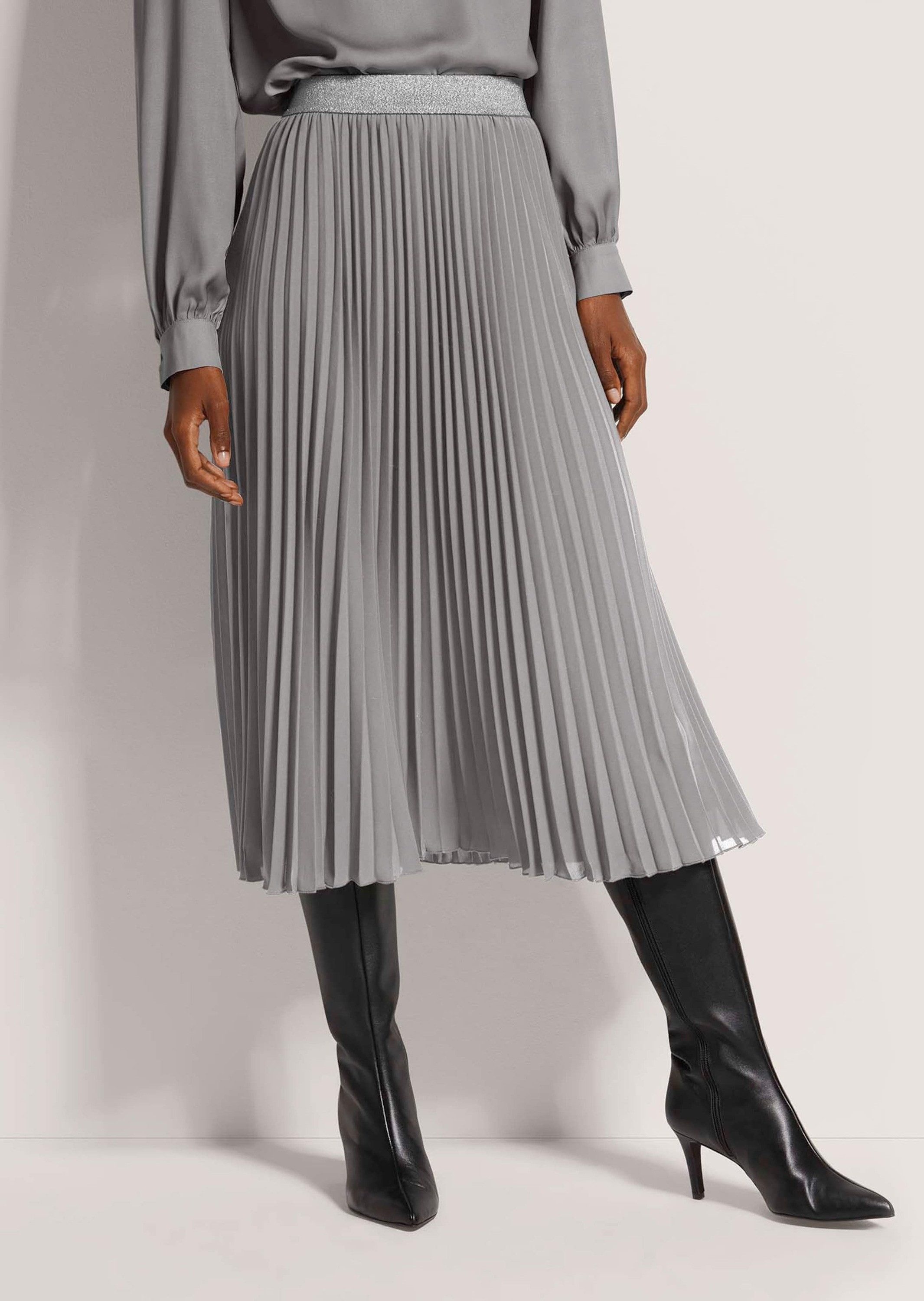 MADELEINE Maxirock Eleganter Faltenrock in Midilänge Wadenlanger Rock mit elastischem Bund, Plissee