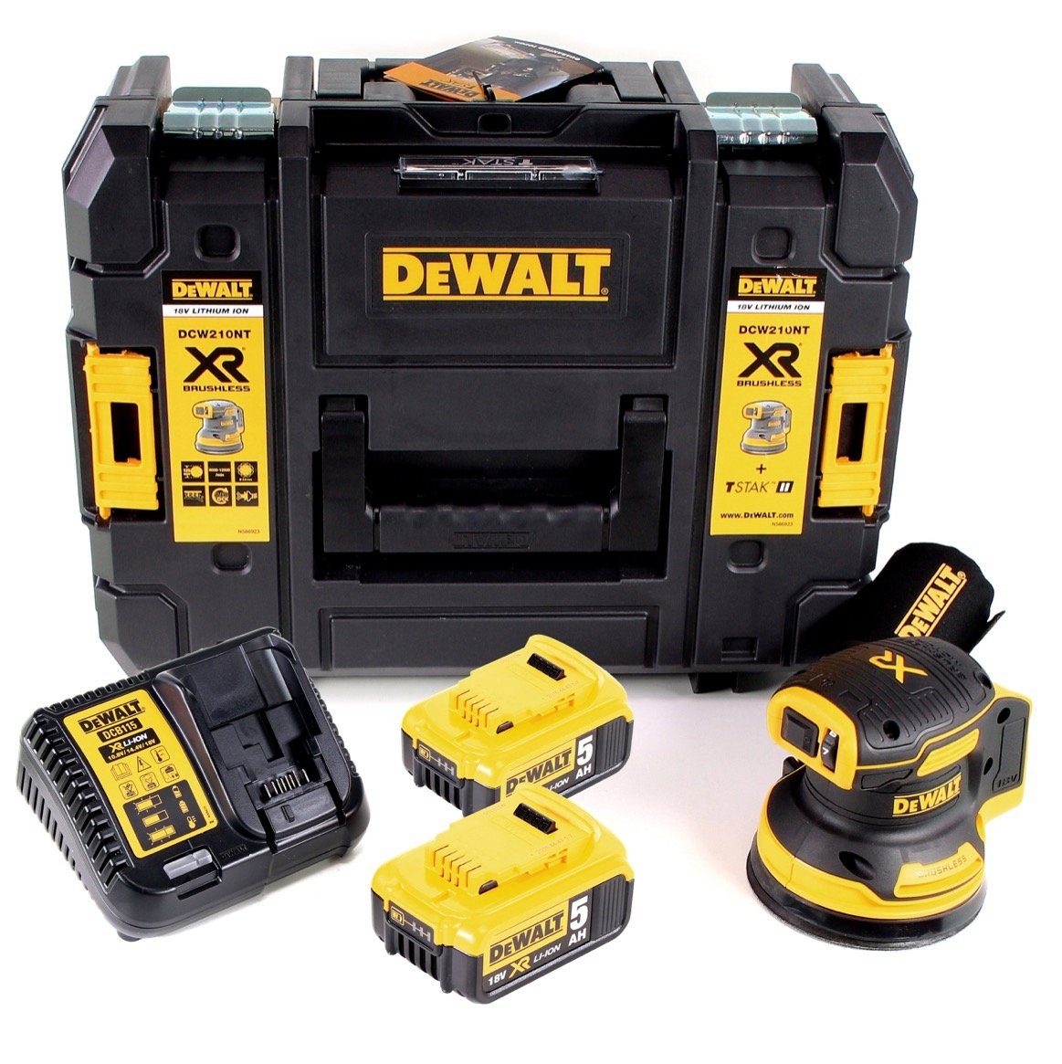 DeWalt Akku-Exzenterschleifer DCW 210 P2 Akku Exzenterschleifer Brushless 18V 12.000U/min 125mm + 2