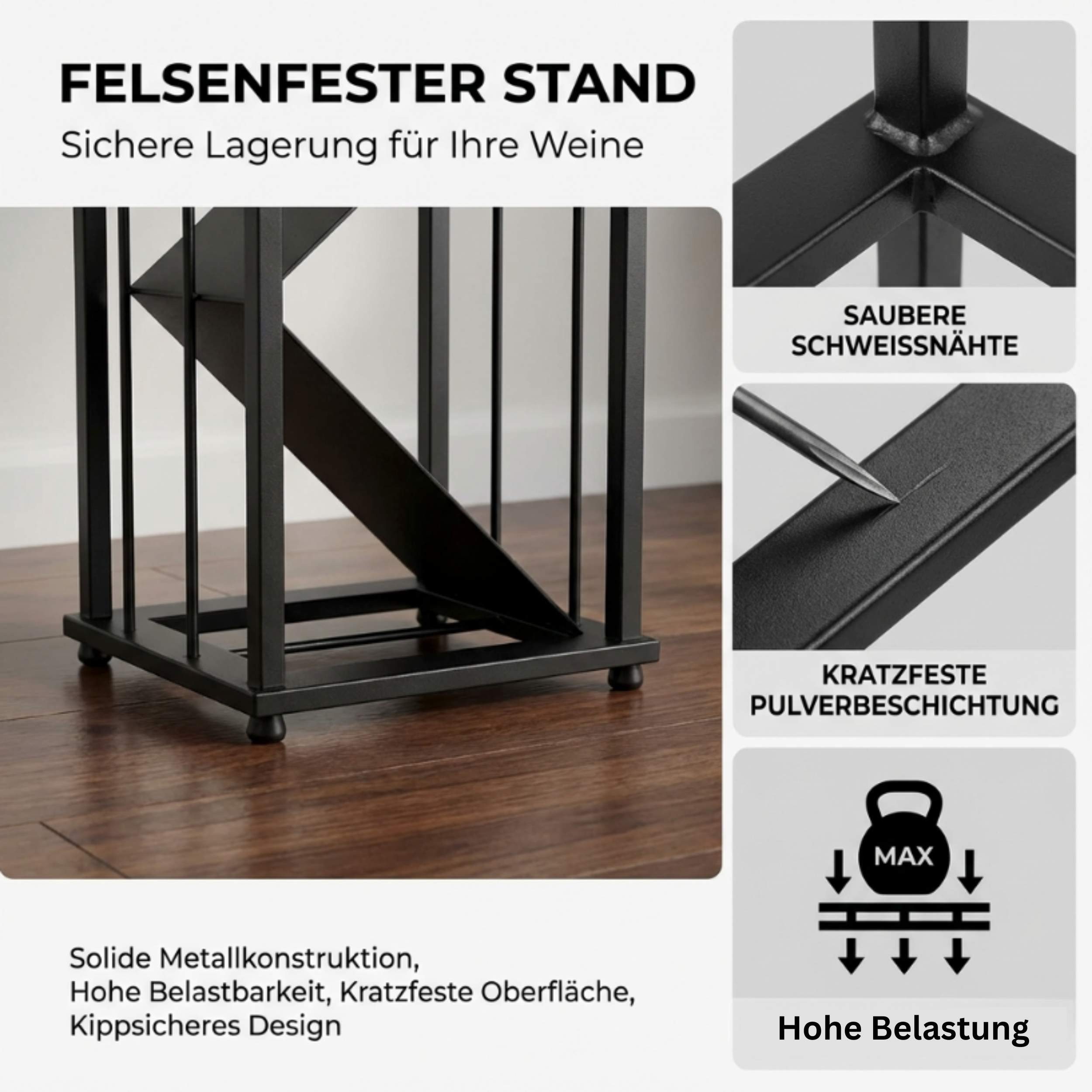DanDiBo Weinregal Stehend 96693 Flaschenregal Weinständer Flaschenhalter Schmal Modern, Flaschenregal Weinständer Flaschenhalter Schmal Modern – Bild 5 von 5