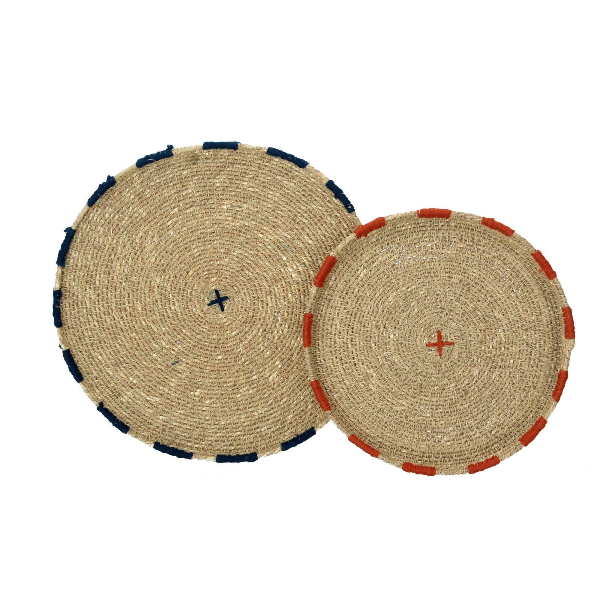 Bloomingville Platzset Dekountersetzer Seegras 2er Set blau rot natur