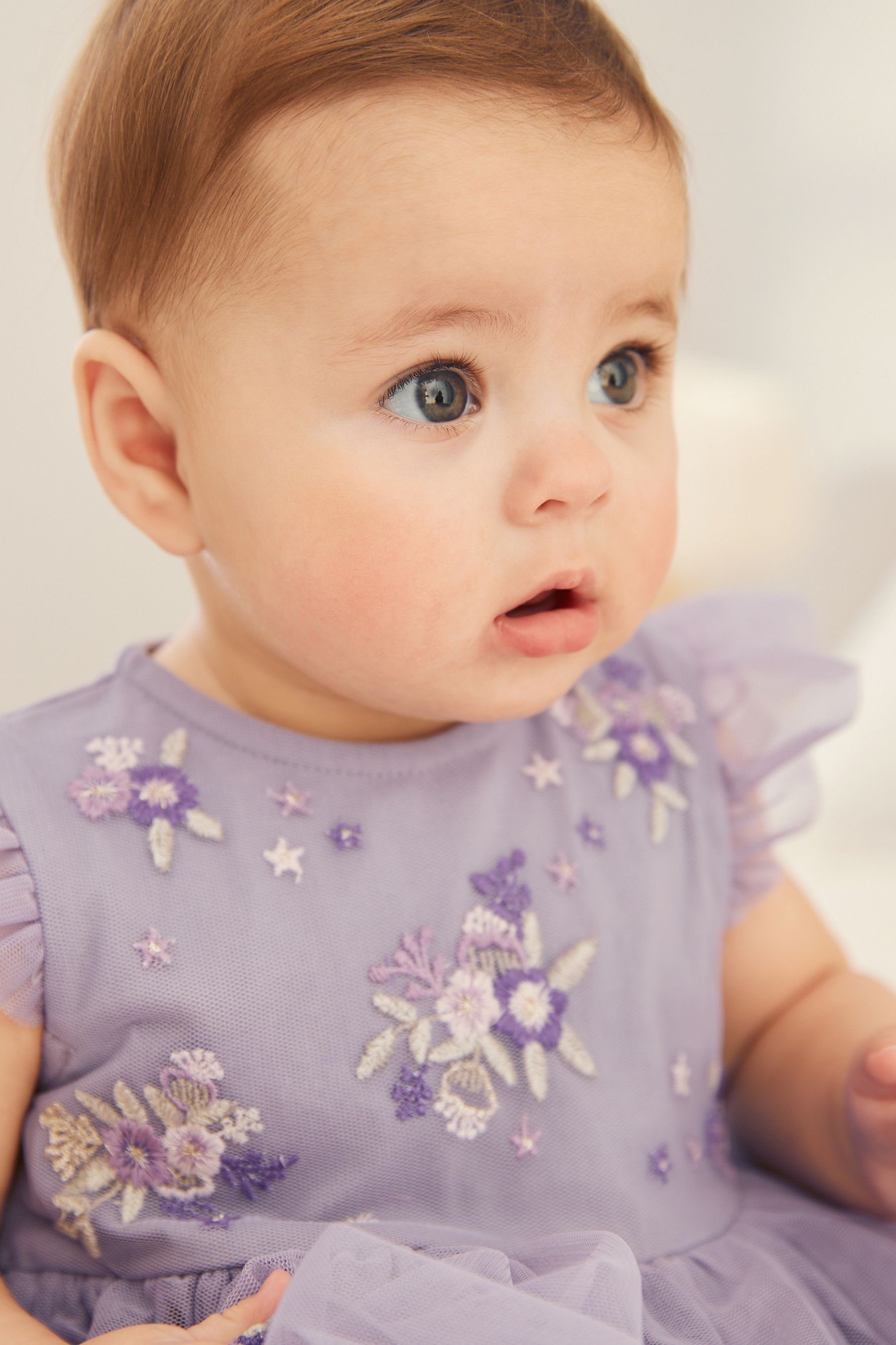 Babykleid (1-tlg) Verziertes Tüllkleid Mesh Lilac Next Purple mit