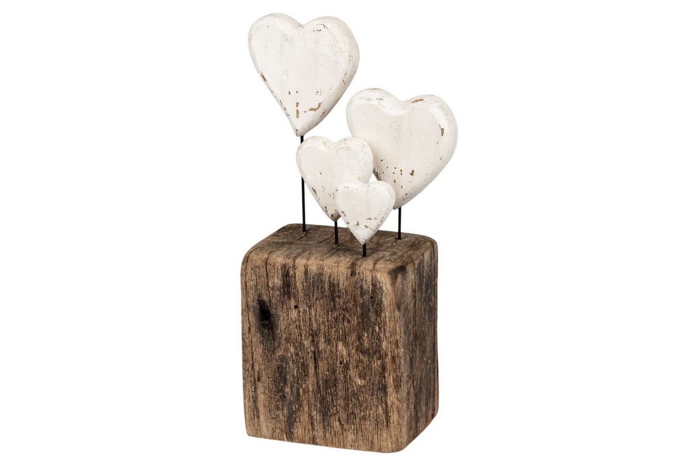 formano Dekofigur Herz Deko Aufsteller aus Holz mit 4 Herzen 25 cm Natur Weiß