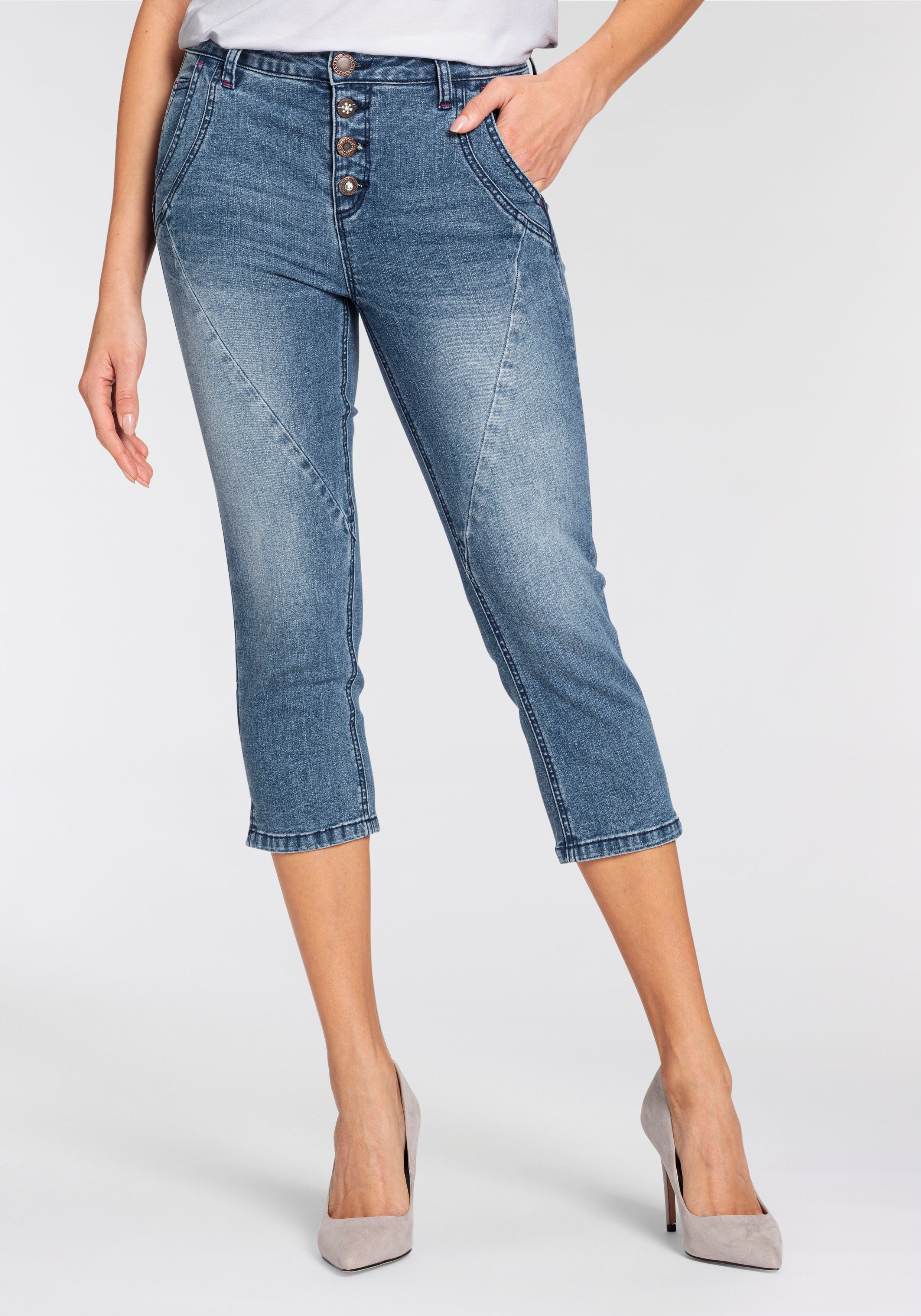 Boysen's Caprijeans mit glitzernden Zierknöpfen - günstig online kaufen