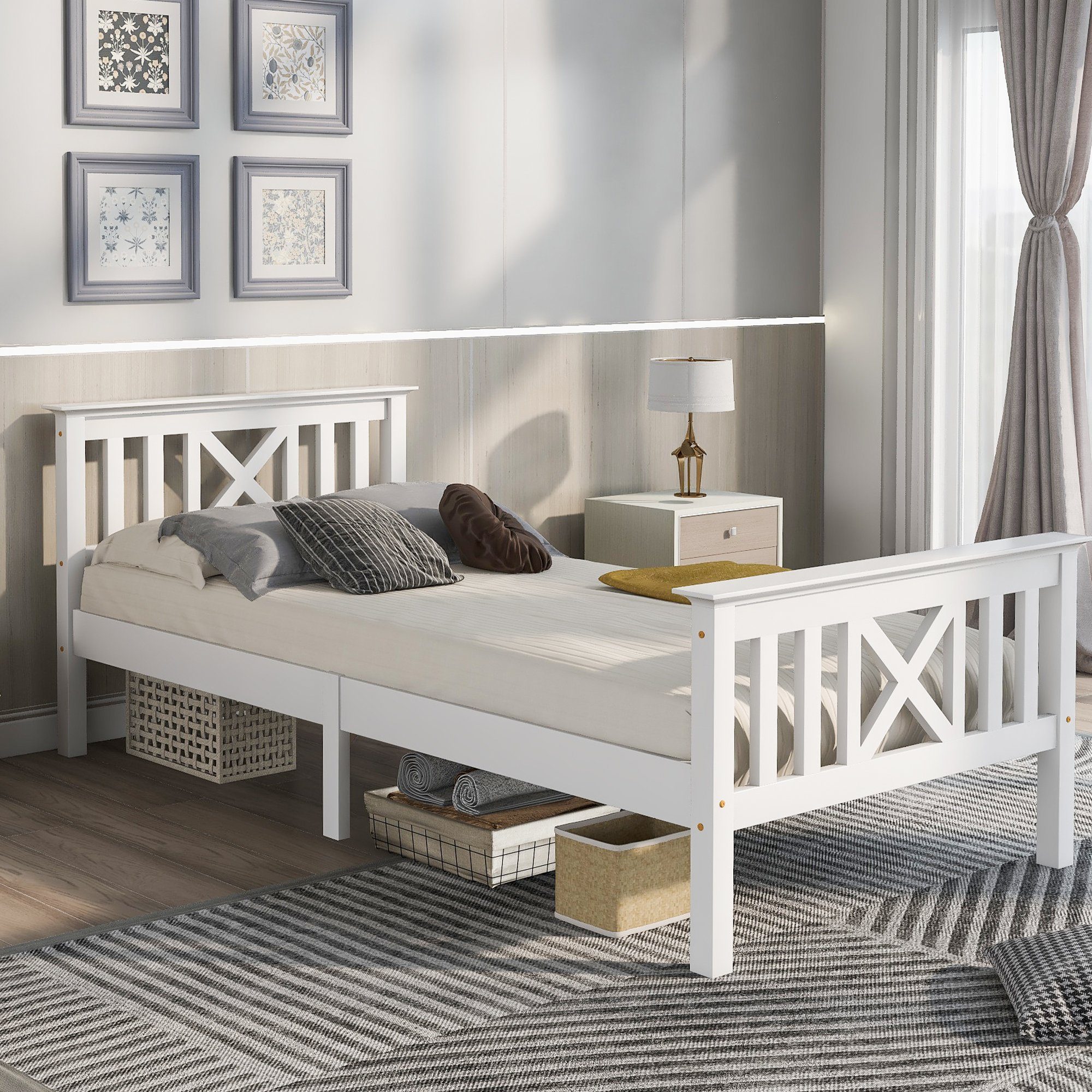 REDOM Holzbett Massivholz Kinderbett (mit Lattenrost günstig online kaufen