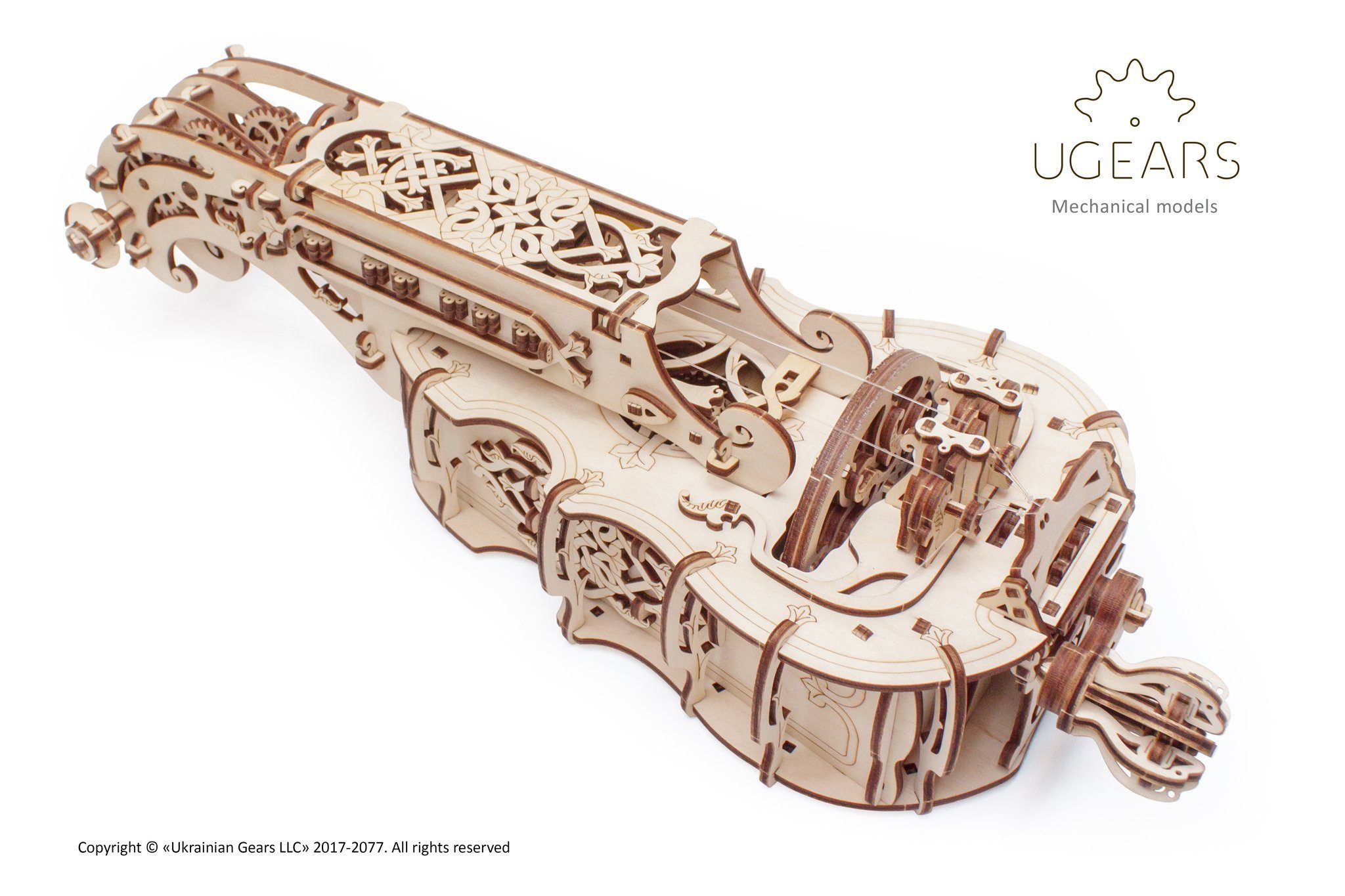 UGEARS 3D-Puzzle UGEARS Drehleier, 3D-Puzzle Holz Modellbausatz Puzzleteile 292 HURDY-GURDY