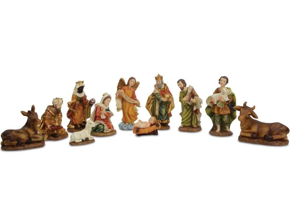 RIFFELMACHER & WEINBERGER Krippenfigur Krippenfiguren Set 7-9 cm, 11-tlg. Traditionelles Design - 78463 - Weihnachtskrippe Dekoration Weihnachten mit Tieren, Handbemalt