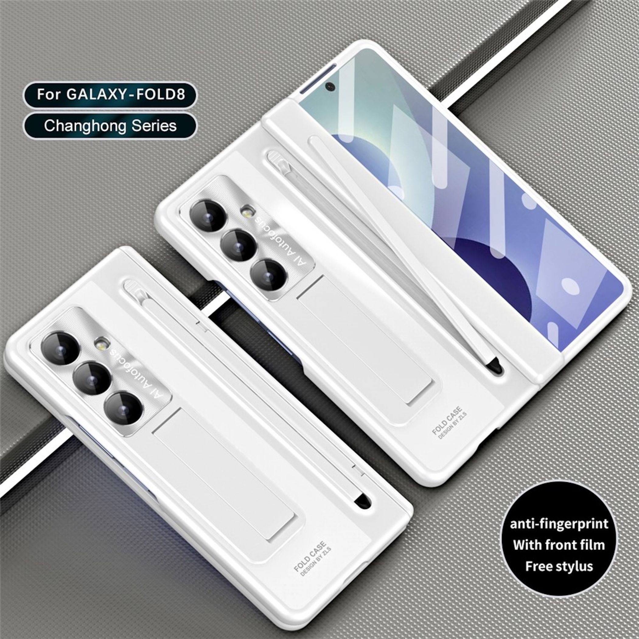 Wigento Handyhülle + 9H Schutzglas + Stift Samsung Galaxy Z Fold8 Ultra Scharnier Silber 8,00 Zoll, Scharnier Schutz, Standfunktion, Stifthalter