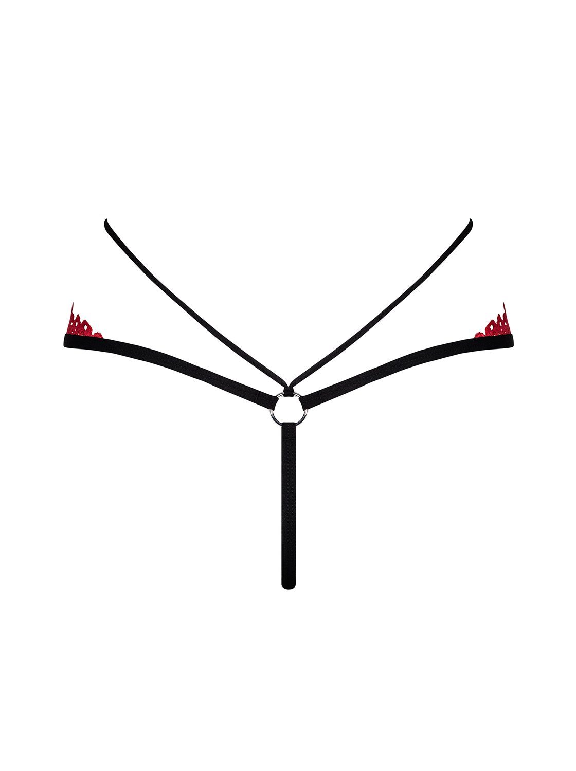 Obsessive String String Mettia rot-schwarz mit Spitze transparent (einzel, 1-St)
