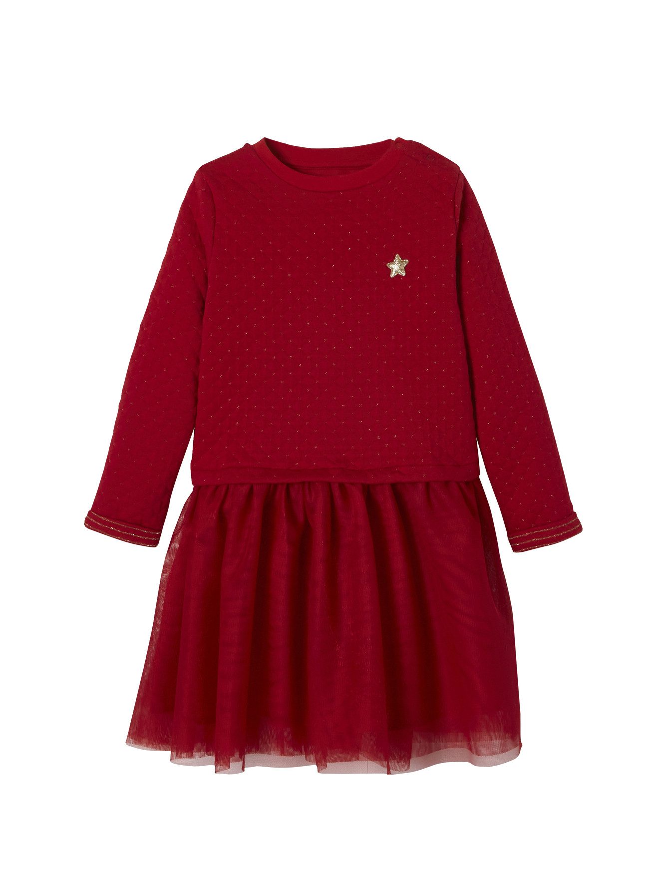 vertbaudet Minikleid Festliches Mädchen Kleid, Materialmix