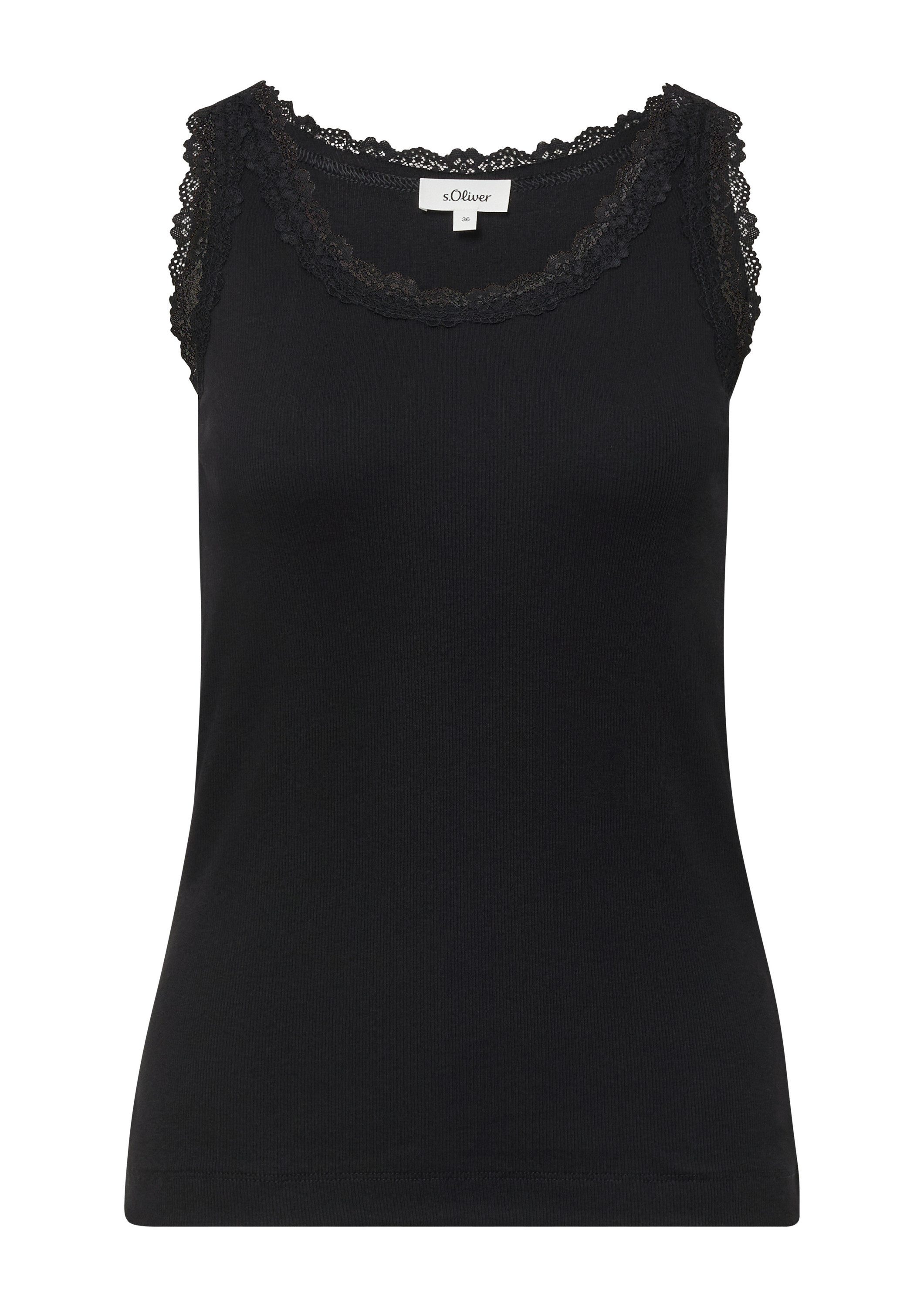 s.Oliver Muscleshirt T-Shirt Tanktop mit Spitzenbesatz günstig online kaufen