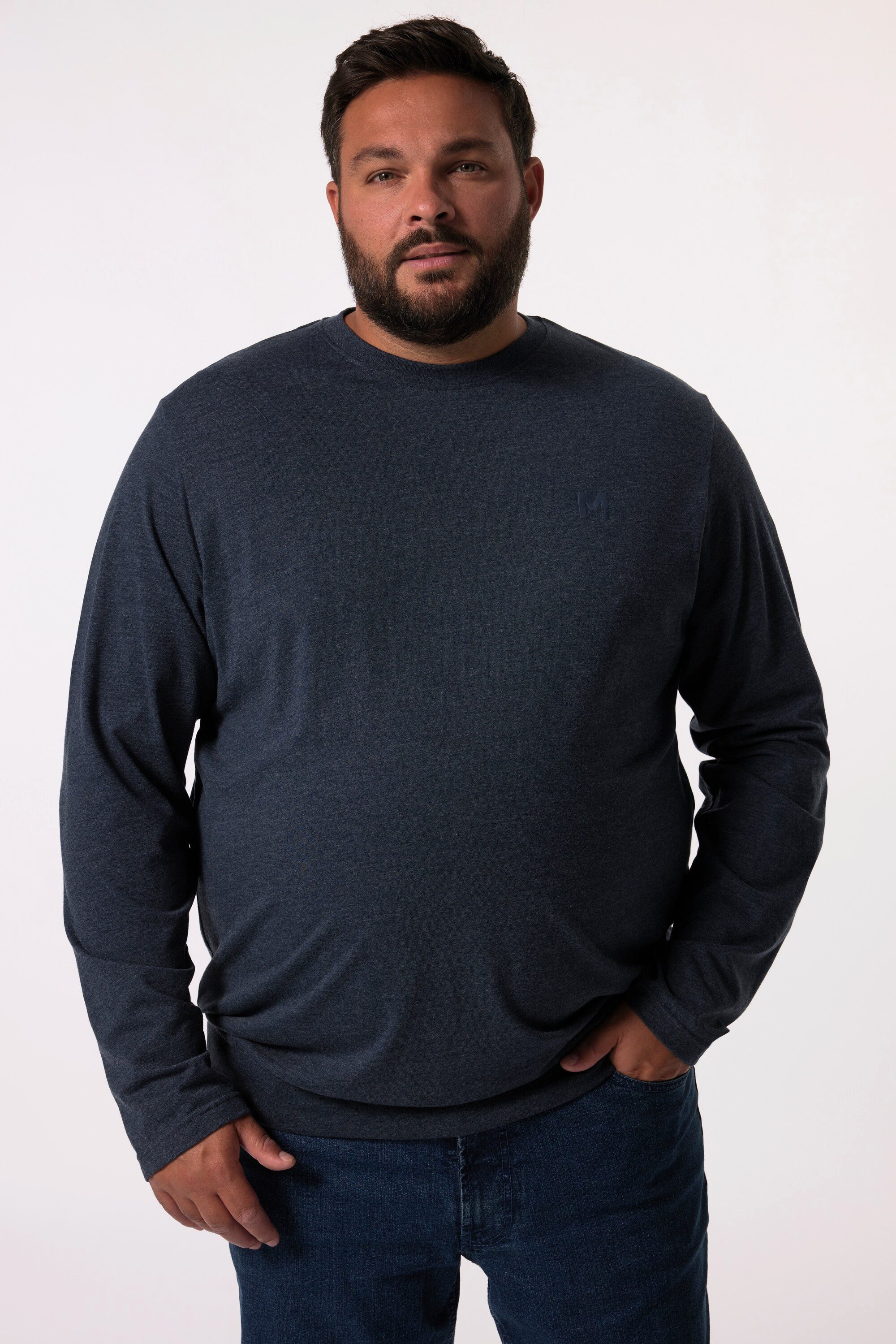 Men Plus T-Shirt Men+ Langarmshirt Bauchfit Spezialschnitt Basic günstig online kaufen