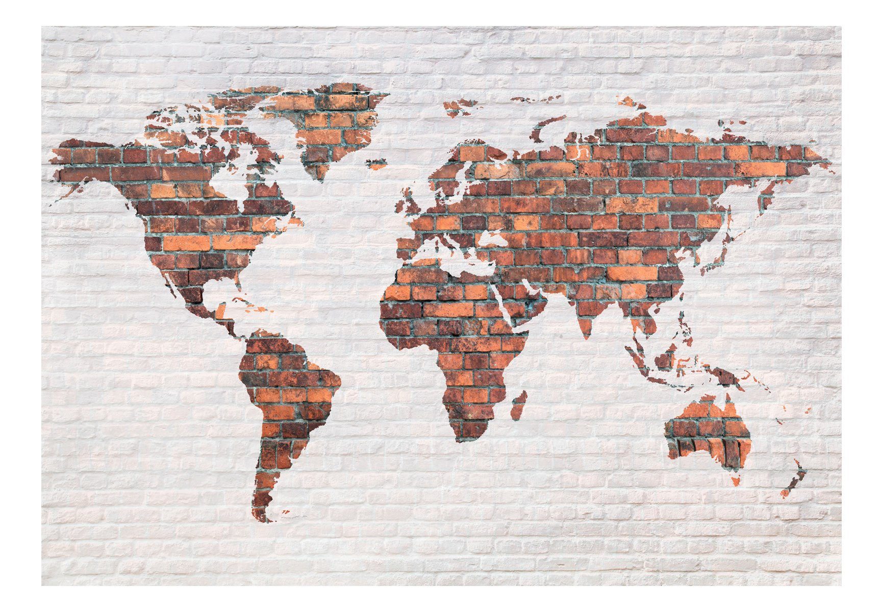 KUNSTLOFT Vliestapete World Map: 1x0.7 Design m, Tapete halb-matt, Brick Wall lichtbeständige