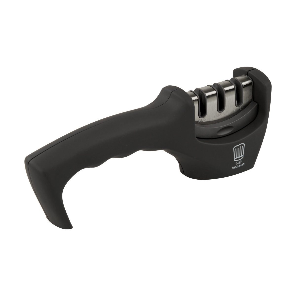 Chefkoch trifft Fackelmann Messerschärfer Messerschärfer in Grau/Silber - 3-Stufen Präzisions-Schärfen