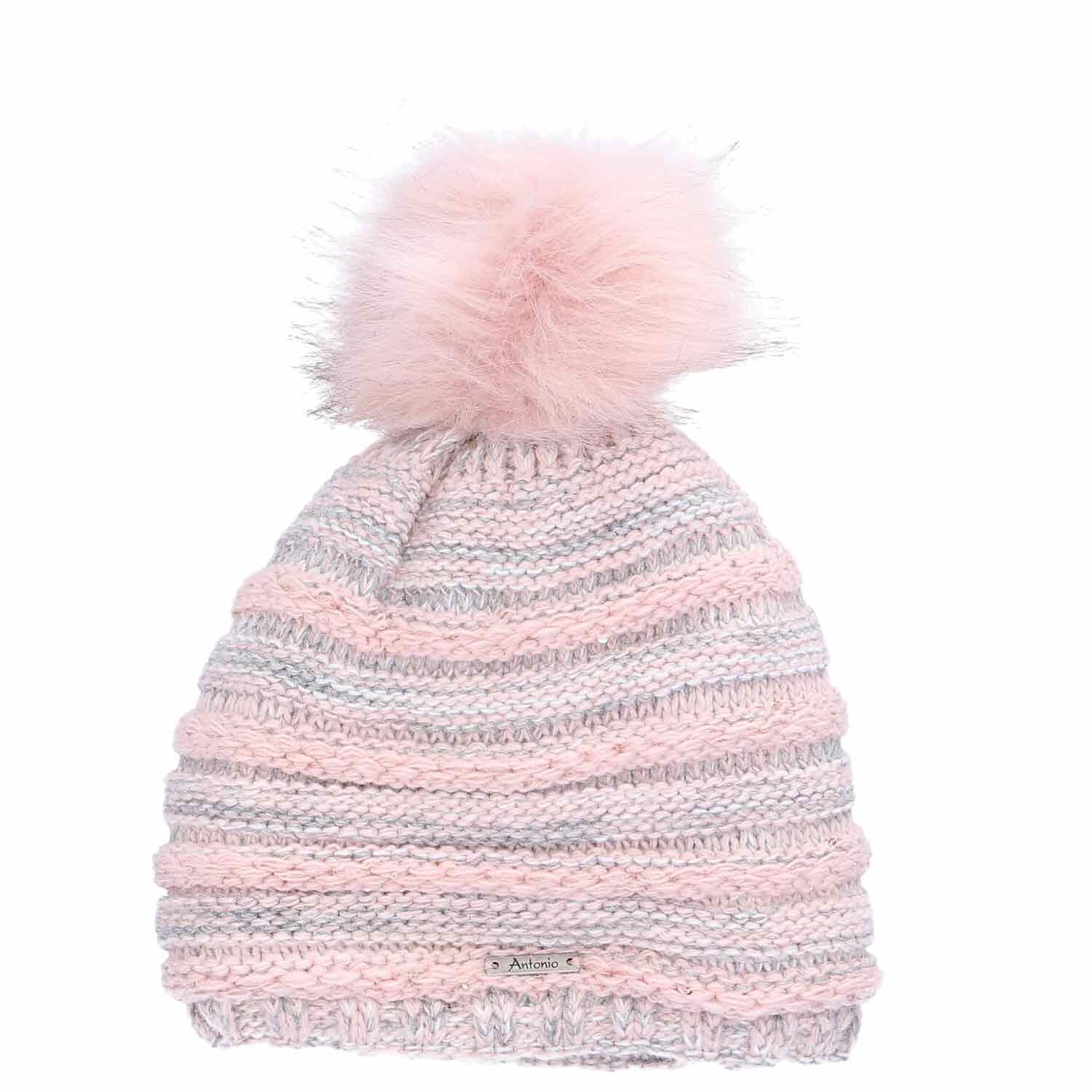 Antonio Strickmütze Antonio Strick Mütze Beanie mit Bommel Rosa (1-St) günstig online kaufen