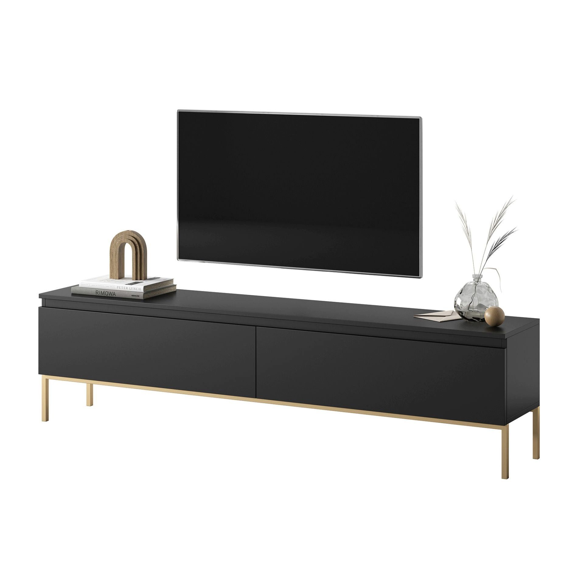 Selsey TV-Schrank BEMMI geräumige Staufläche, 2-türig mit Metallgestell in Gold