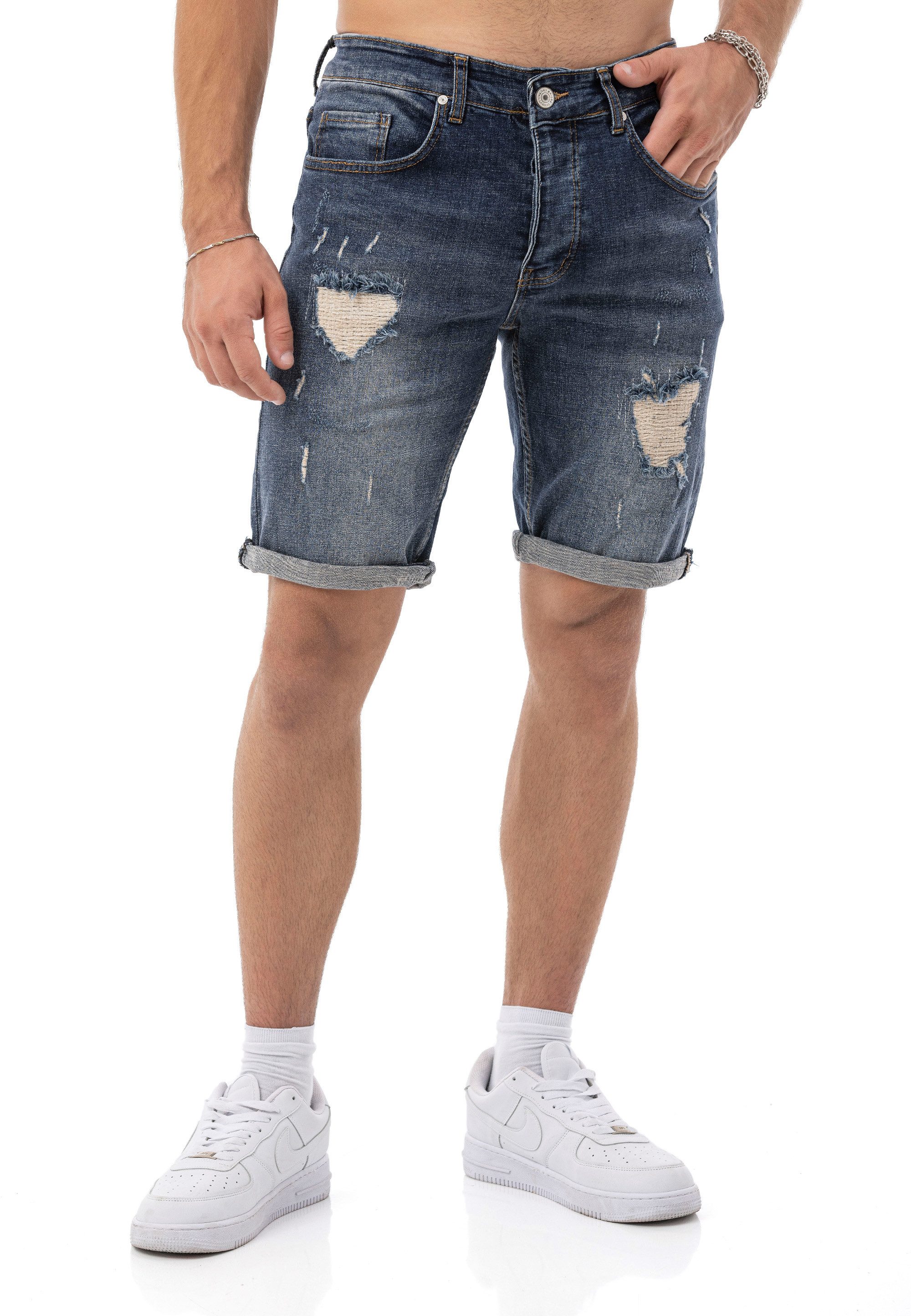 RedBridge Jeansshorts mit Destroy-Details – Kurze Denimhose, 5-Pocket, Umschlag, Regular Fit