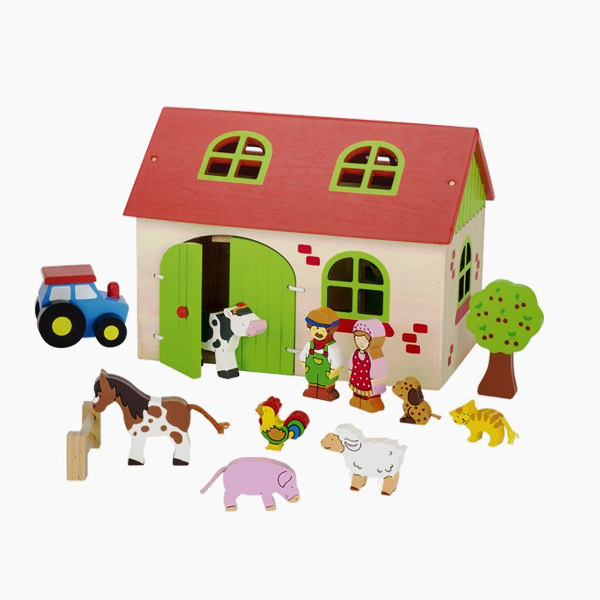goki Spiel-Gebäude Bauernhof Goki (Packung, 13-tlg., set), Mit 13 standsichere Teilen.