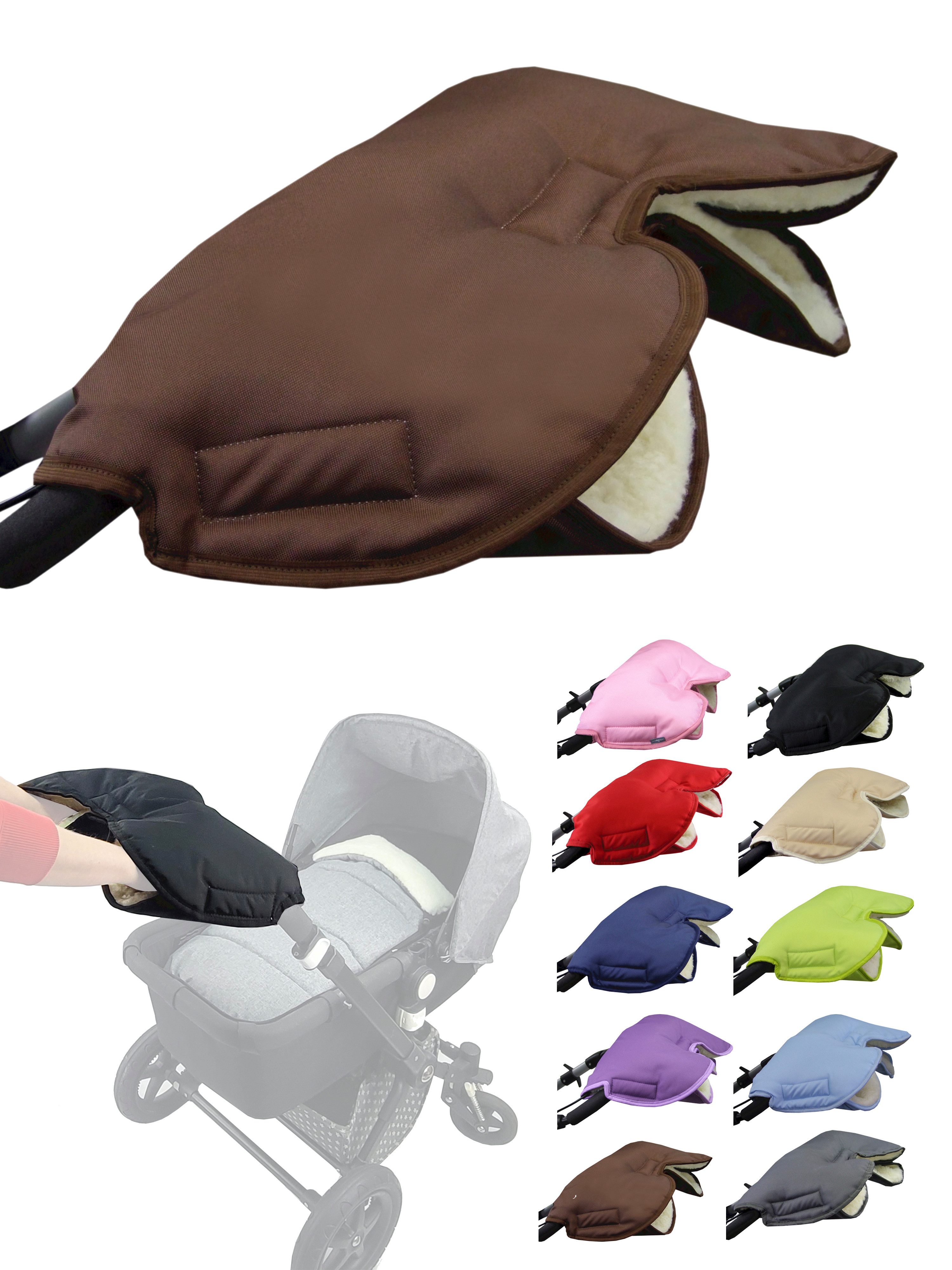 BambiniWelt by Rafael K. Kinderwagen-Handwärmer Handschuhe Muff Handwärmer Handmuff für Kinderwagen UNI Wolle, Universalgröße