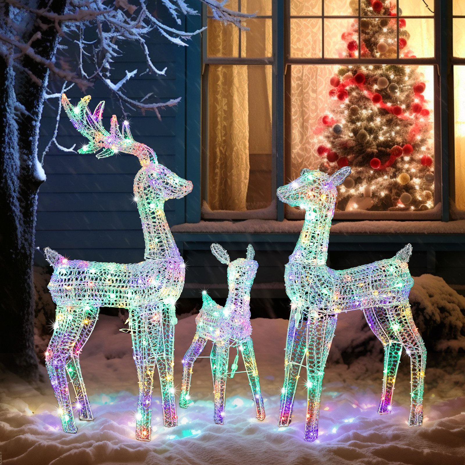 LALAHO Weihnachtsfigur 3-tlg. LED Rentier Familie Weihnachtsbeleuchtung, mi günstig online kaufen