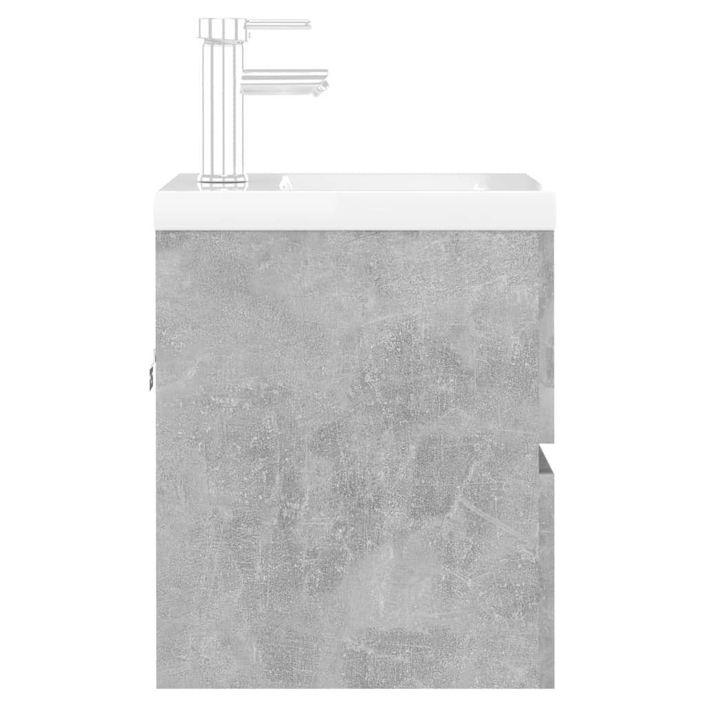 vidaXL Waschbeckenunterschrank Betongrau Badezimmerspiegelschrank (1-St) Holzwerkstoff Einbaubecken