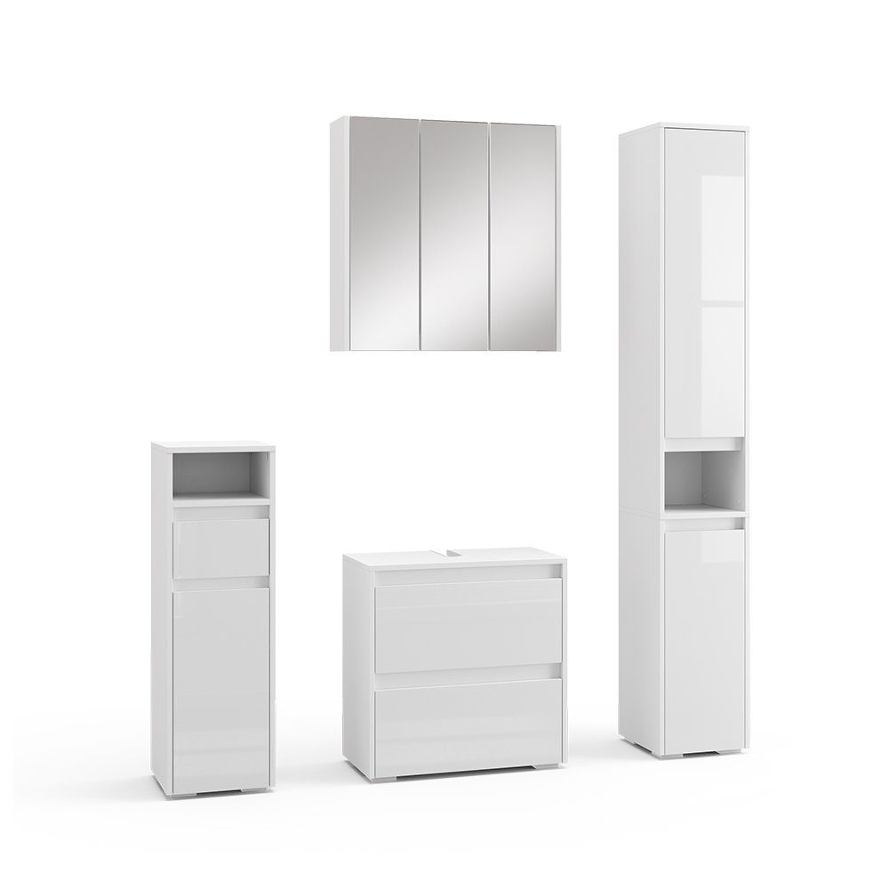Vicco Badmöbel-Set Majest, Weiß/Weiß Hochglanz, 4 günstig online kaufen