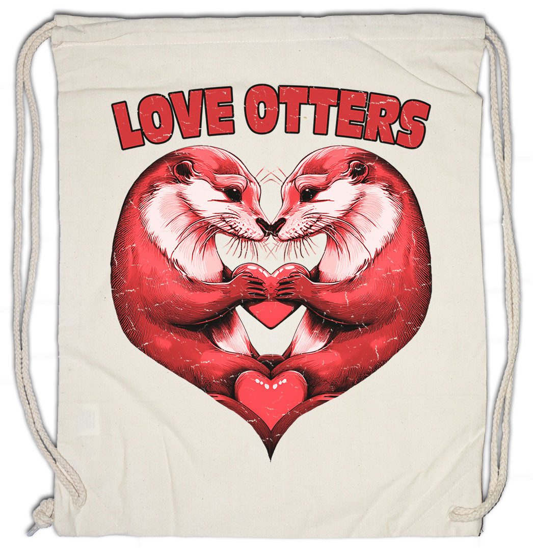 Urban Backwoods Turnbeutel Love Otters Heart Turnbeutel Pärchen Couple Braut Brautpaar Liebe Paar (1-tlg), Wildlife lontra Nutria Fischotter