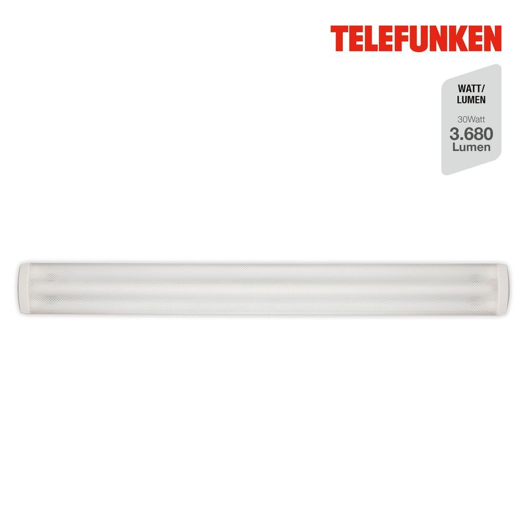 Telefunken LED Deckenleuchte 202406TF, LED fest integriert, 2700K - Extra-Warmweiß, Deckenleuchte 30W 3680lm 5000K 128,2x13,7x5cm