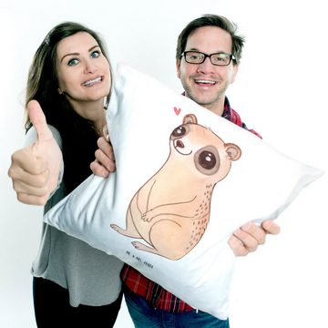 Mr. & Mrs. Panda Dekokissen Plumplori Glücklich - Weiß - Geschenk, lustige Sprüche, Tiermotive, T, Herzerwärmendes Motiv