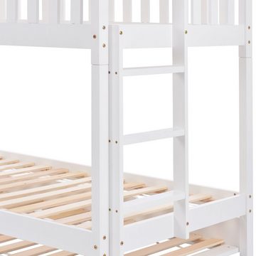 WISHDOR Kinderbett Jugendbett Hausbett (90x200cm Weiß ohne Matratze), Platzsparendes Design, Ausziehbar