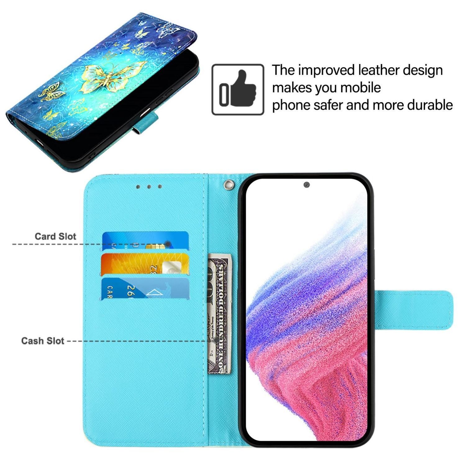 Wigento Smartphone-Hülle Für ZTE Blade V70 Vita / Nubia V70 Design Kunstleder Wallet Hülle, Kunst-Leder Schutzhülle magnetischer Verschluss