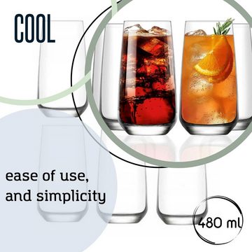 LAV Longdrinkglas Lal 480ml Farbiges Gläser-Set: Vielseitig für Softdrinks, Glas