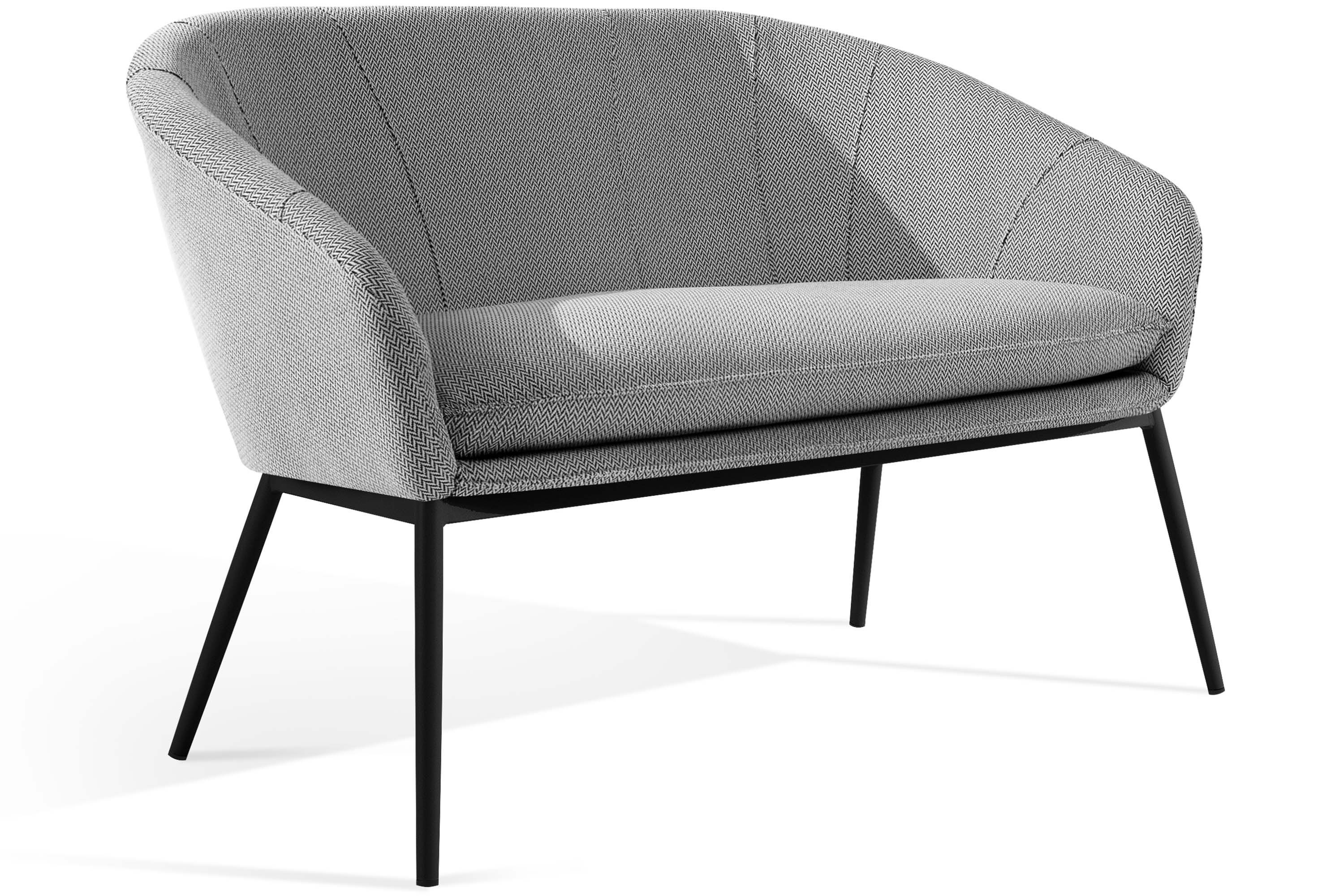 KONSIMO® Loungesofa SOLIS Gartensofa, Gartenmöbel, Sofa 2-Sitzer, hergestellt in der EU, (B) 118 cm (H) 76 cm (T) 66 cm, wasserabweisender Stoff, Modern, weiß Gestell