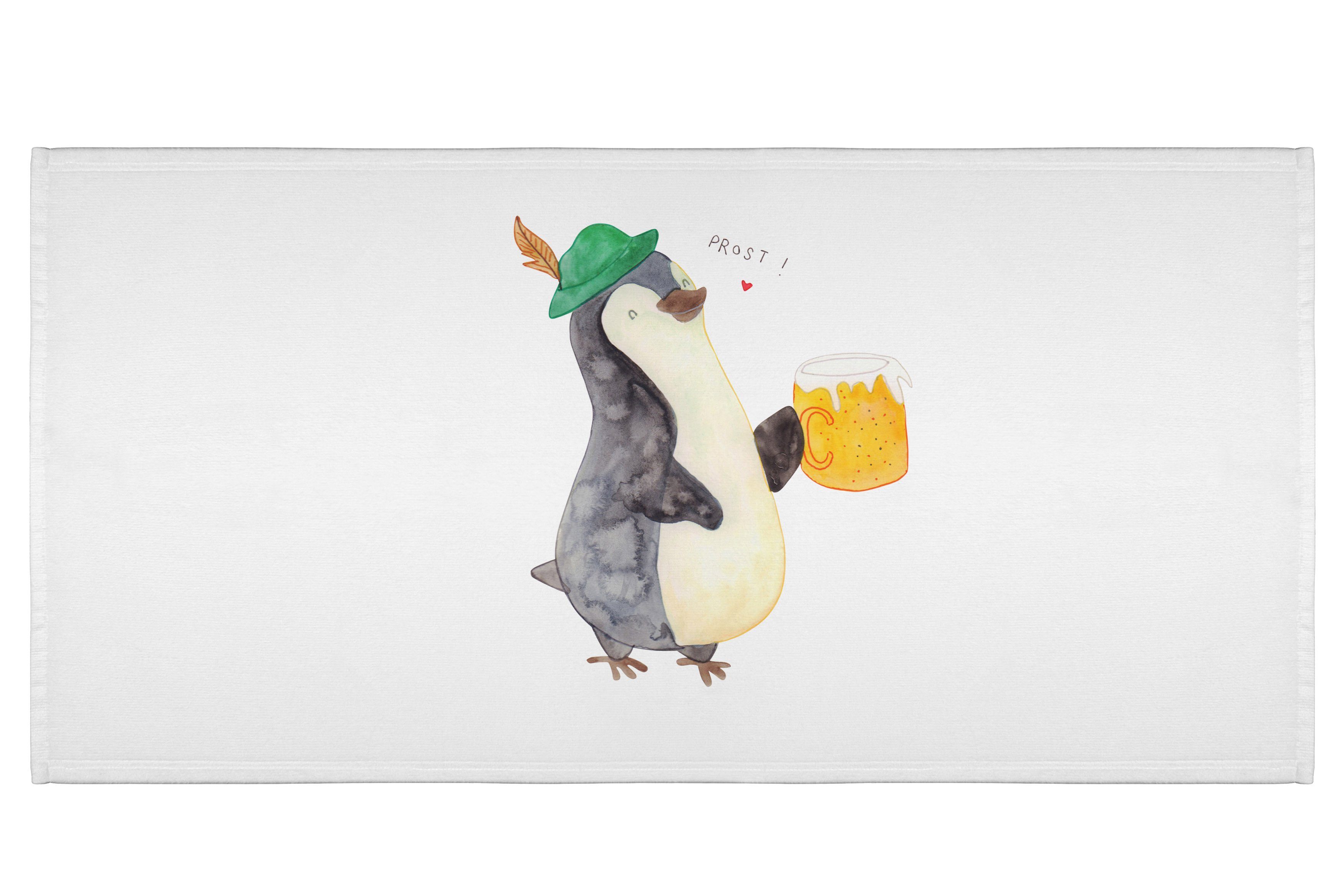 Mr. & Mrs. Panda Handtuch Pinguin Bier - Weiß - Geschenk, groß, Kinder, Badezimmer, Bierchen, O, (1-St)
