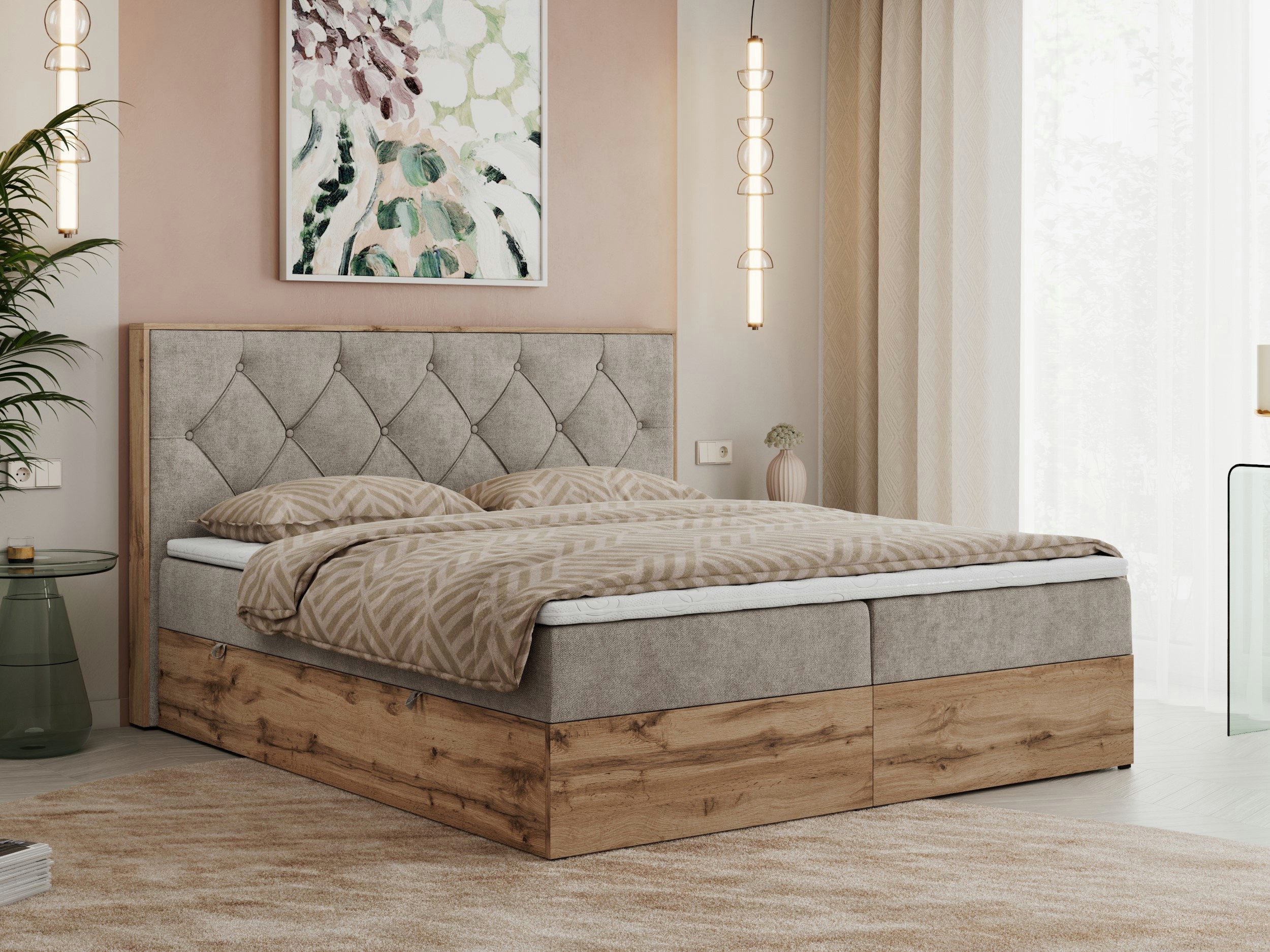 MKS MÖBEL Boxspringbett VENETO (Polsterbett, zwei Bettkästen, Topper T-25, günstig online kaufen