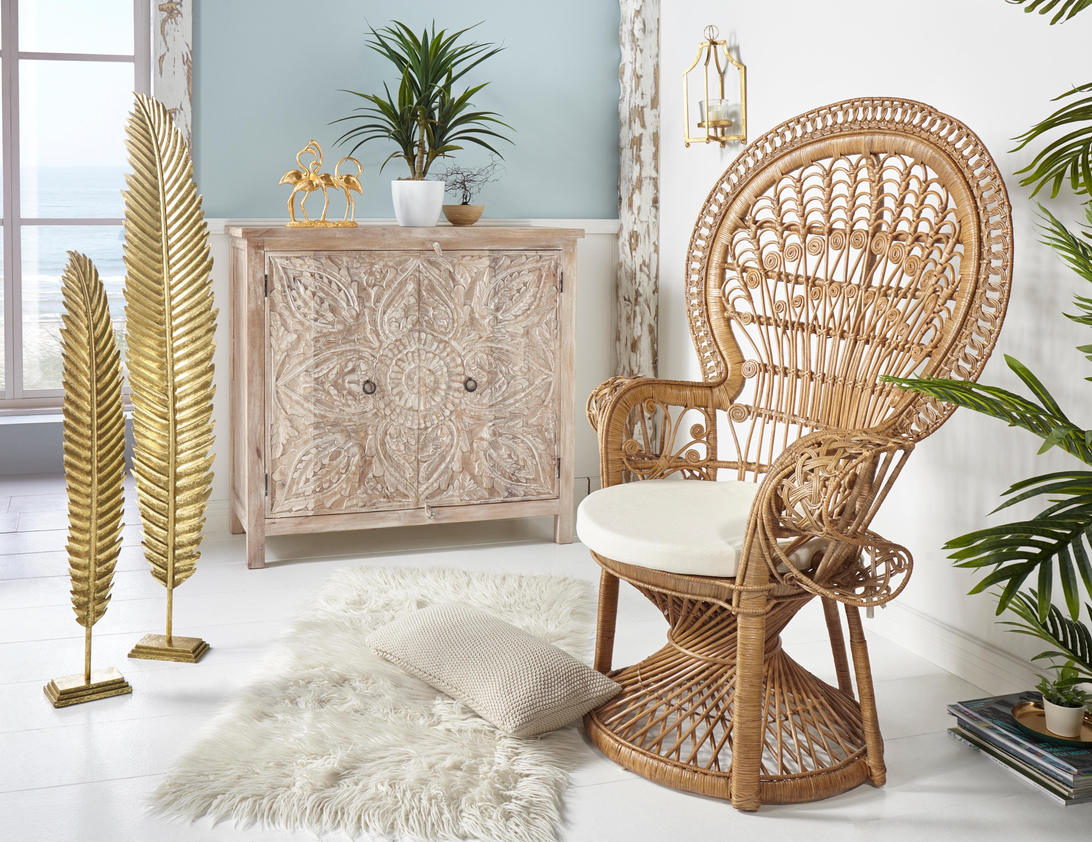 HOFMANN LIVING AND MORE Rattanstuhl, Gestell grau Kissenauflage gewischt mit