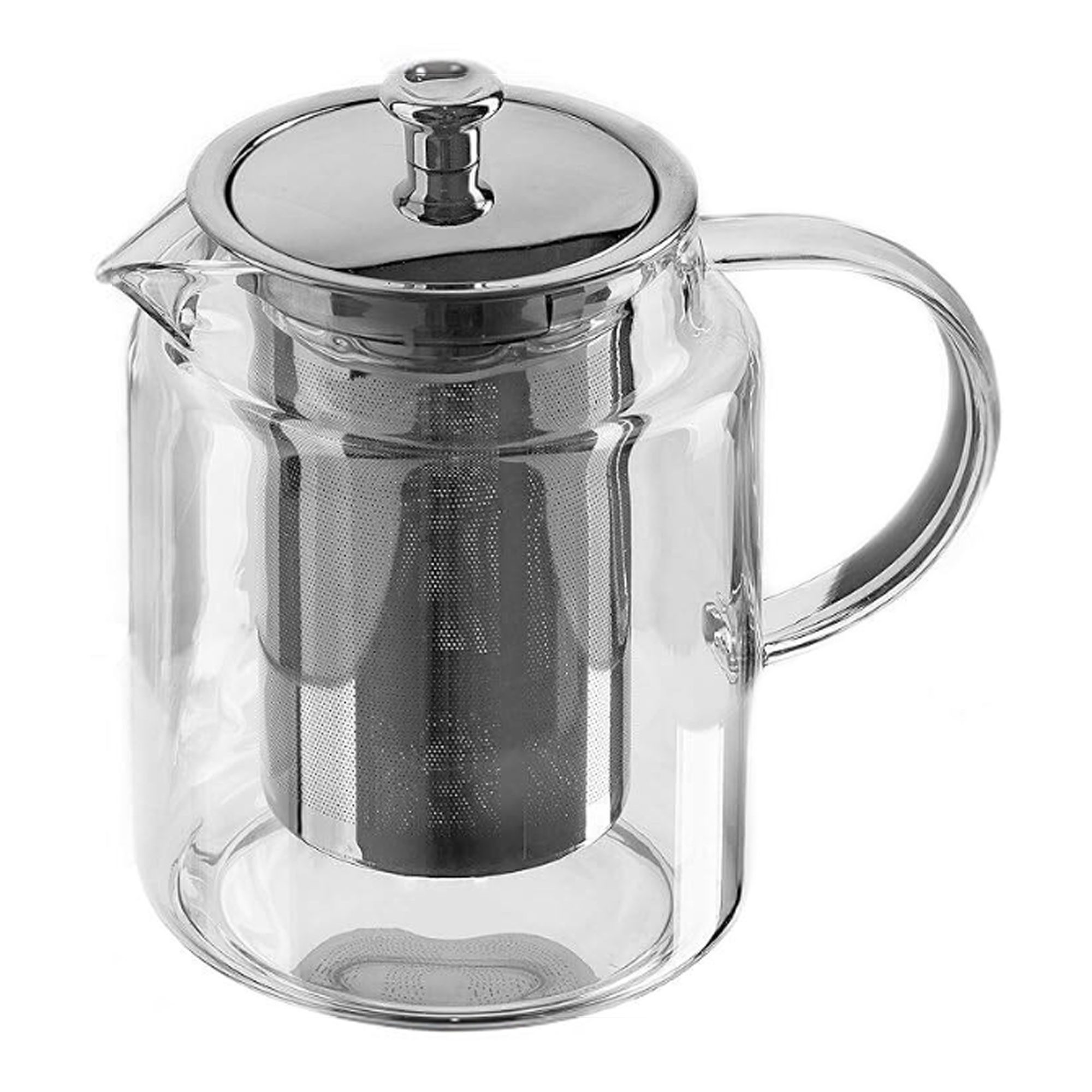 KVOTA Teekanne Glaskanne mit Edelstahl-Siebeinsatz und Deckel, 1L,Teebereiter, 1 l, (1-St), hochwertiges Borosilikatglas