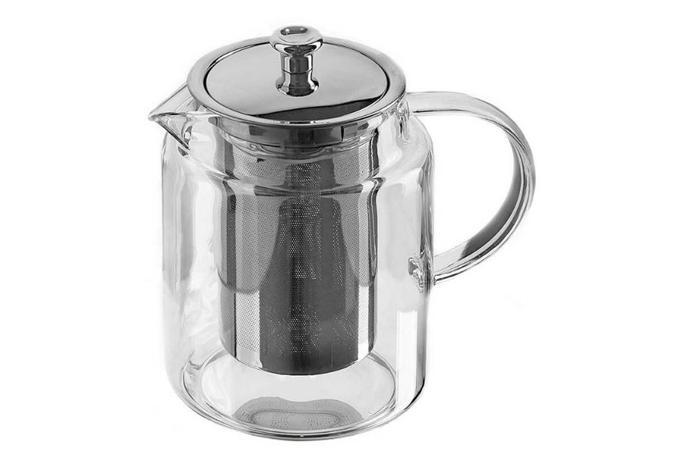 KVOTA Teekanne Glaskanne mit Edelstahl-Siebeinsatz und Deckel, 1L,Teebereiter, 1 l, (1-St), hochwertiges Borosilikatglas