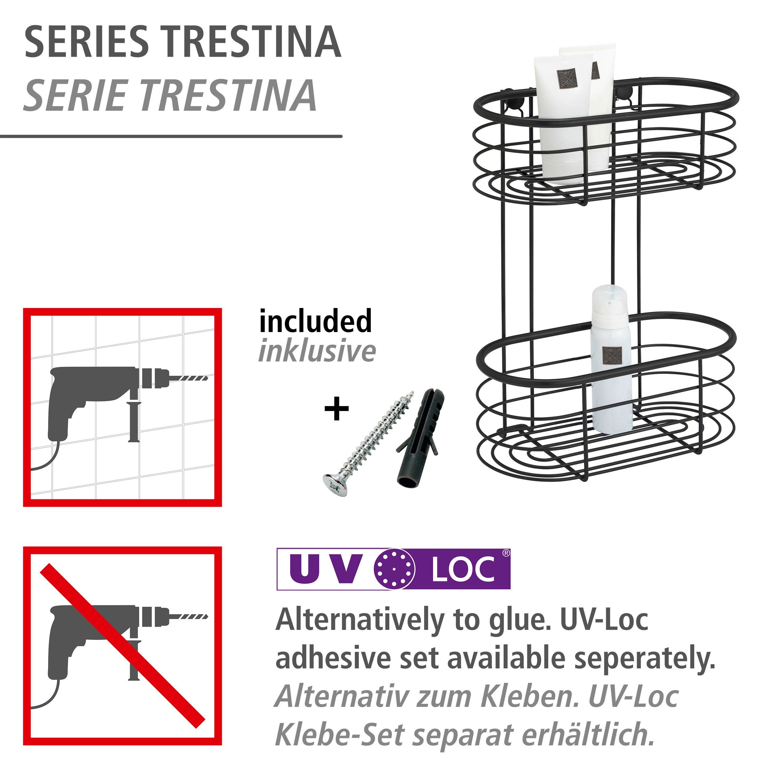 WENKO Badregal 2 rostfreiem Trestina, aus Edelstahl Etagen