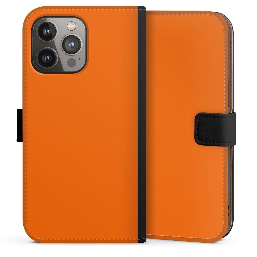 DeinDesign Handyhülle einfarbig orange Farbe Mandarine, Apple iPhone 14 Pro  Max Hülle Handy Flip Case Wallet Cover
