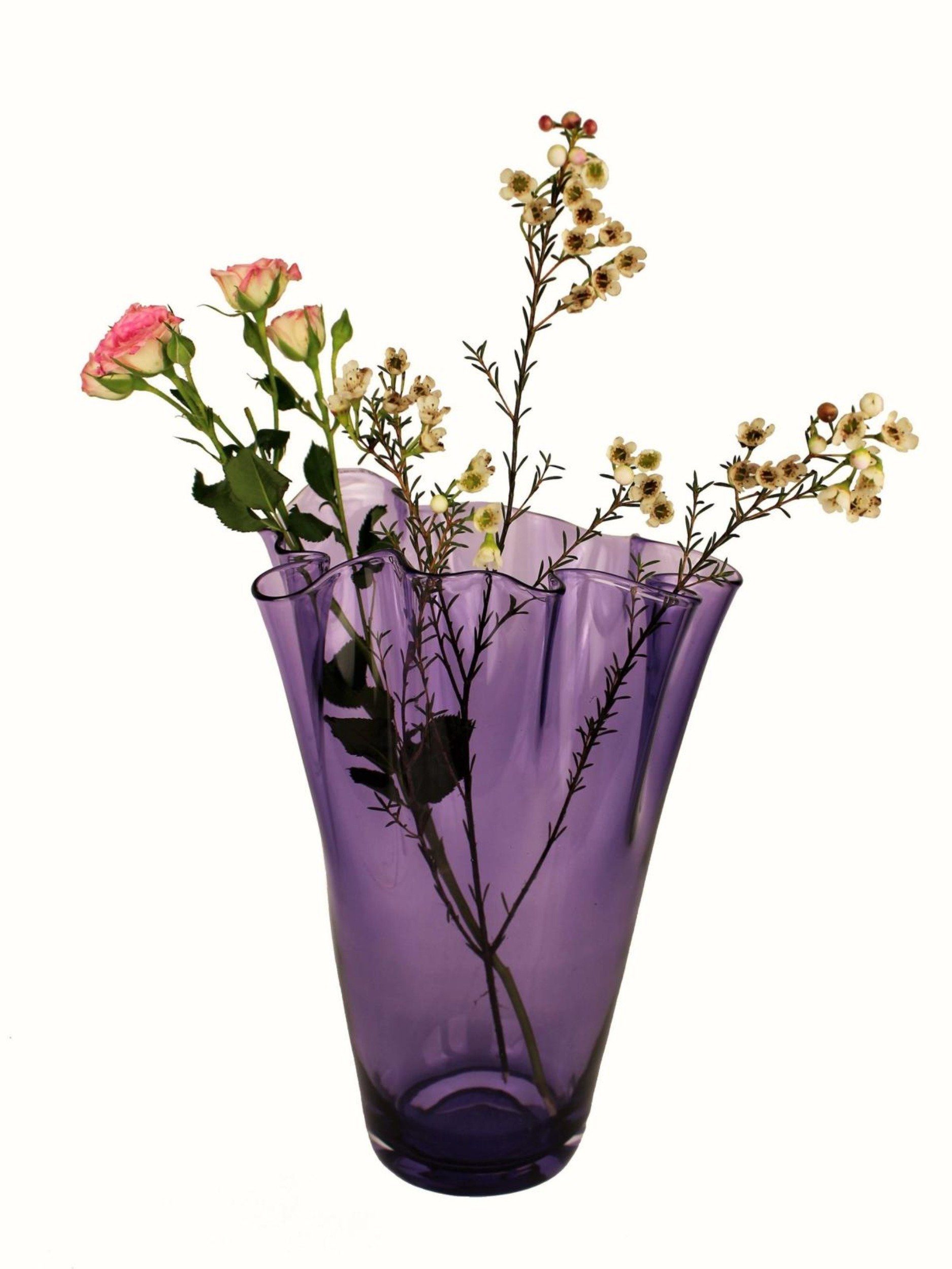 St., Tischvase mundgeblasene 1 Premiumqualität Glasvase violett Collection Stück, in Handgefertigt in Home (1 Signature 1x Glasvase), Europa,