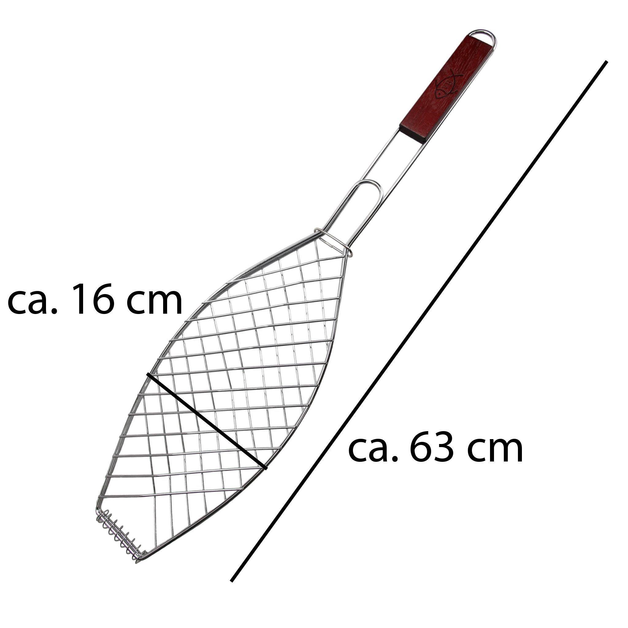 VonBueren Grillwender VonBueren Fisch-Grillhalter mit Holzgriff, 63x16 cm