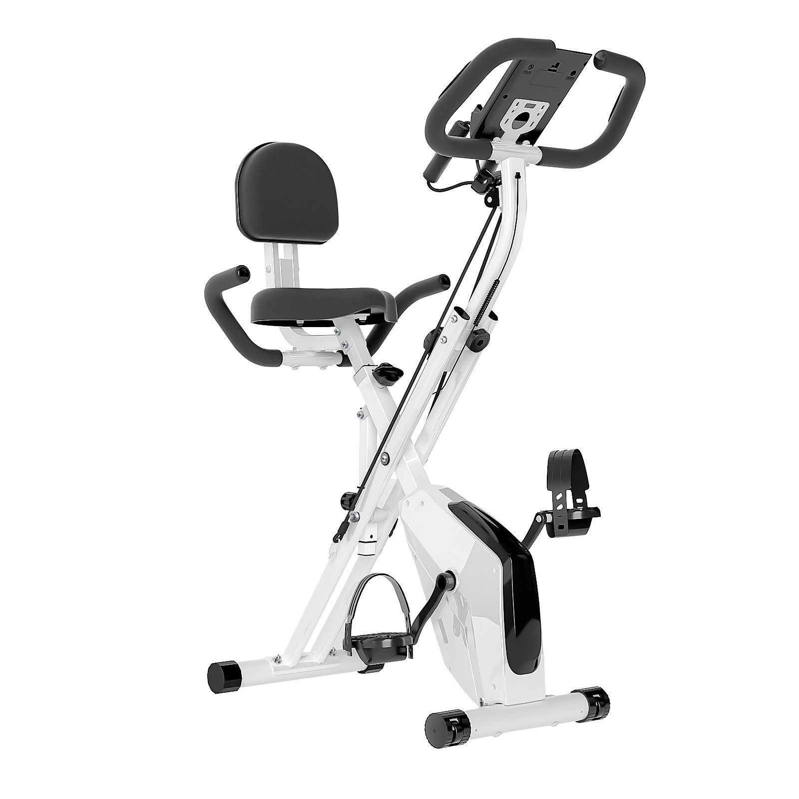 Hamlody Heimtrainer Fahrrad Klappbar, Indoor Bike mit LCD-Display Magnetwiderstand (LCD-Monitor und Ganzkorpertraining, Fahrrad klappbar fur Zuhause, bis 150 kg), 16 Widerstandsstufen, LCD-Display und Armwiderstandsbändern