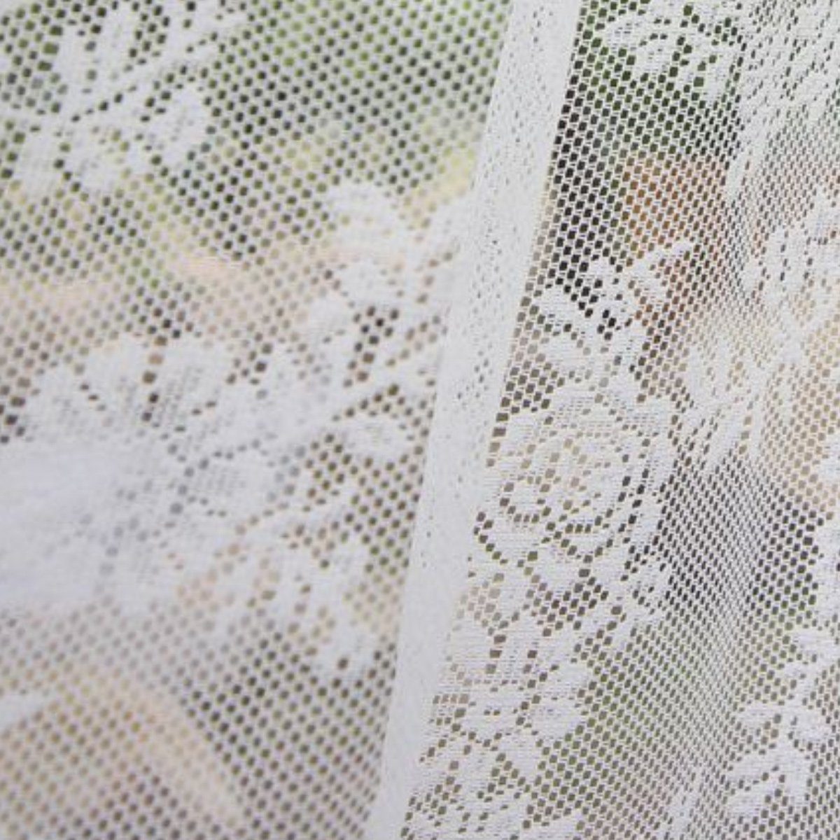 Jahrgang-Spitzenvorhänge, Tüll, weiß Juoungle Vorhang transparent Blumenstickerei,