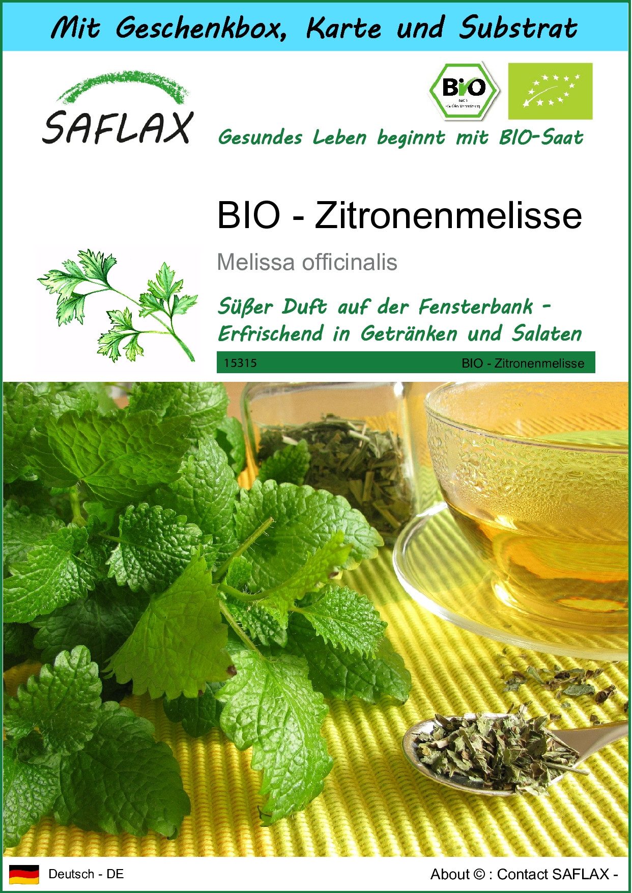 Kräutersamen SAFLAX - Geschenkset - BIO - Zitronenmelisse