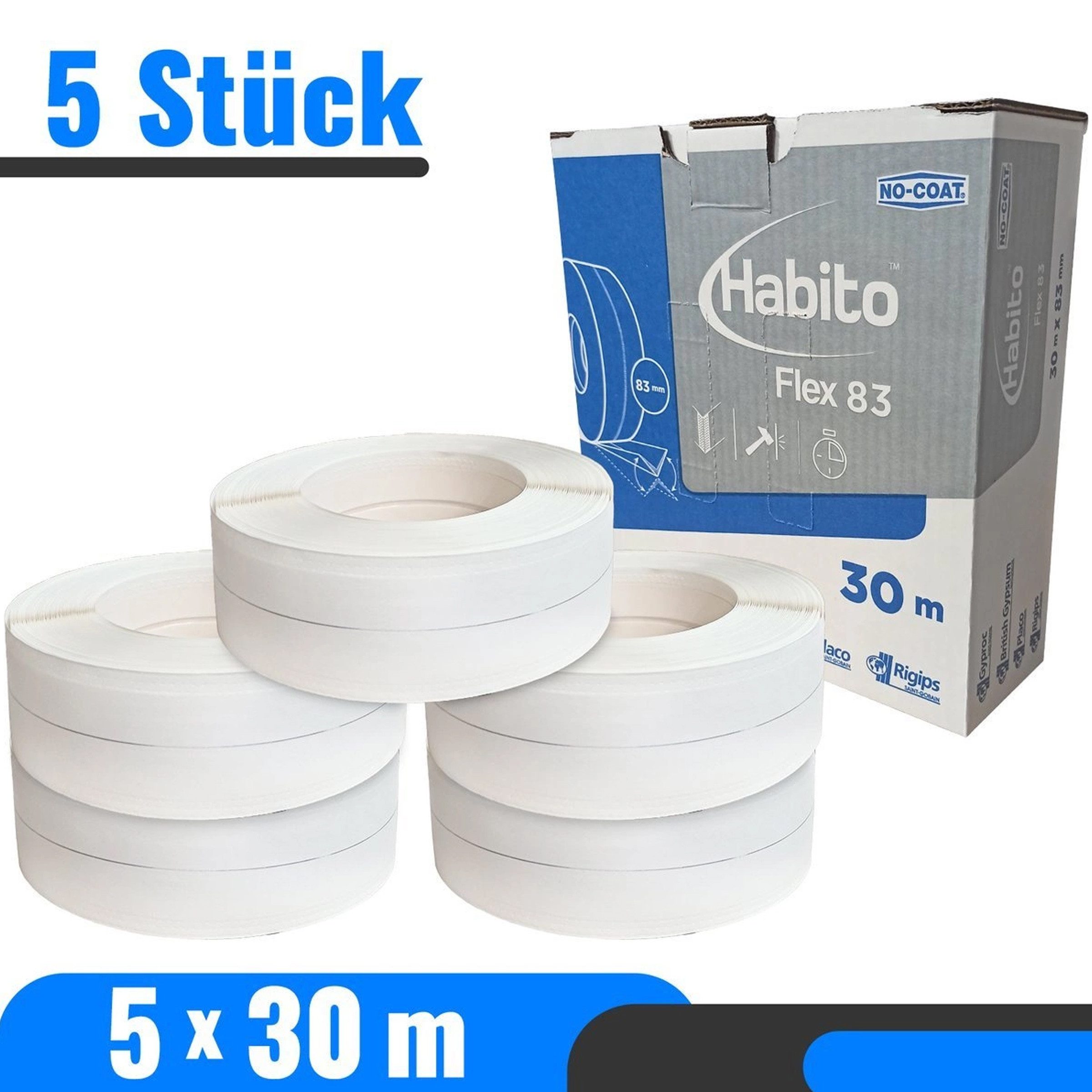 Rigips Folienkleber RIGIPS NO-COAT Flexible Corner Kantenschutz 30 M 83MM, (5-tlg)
