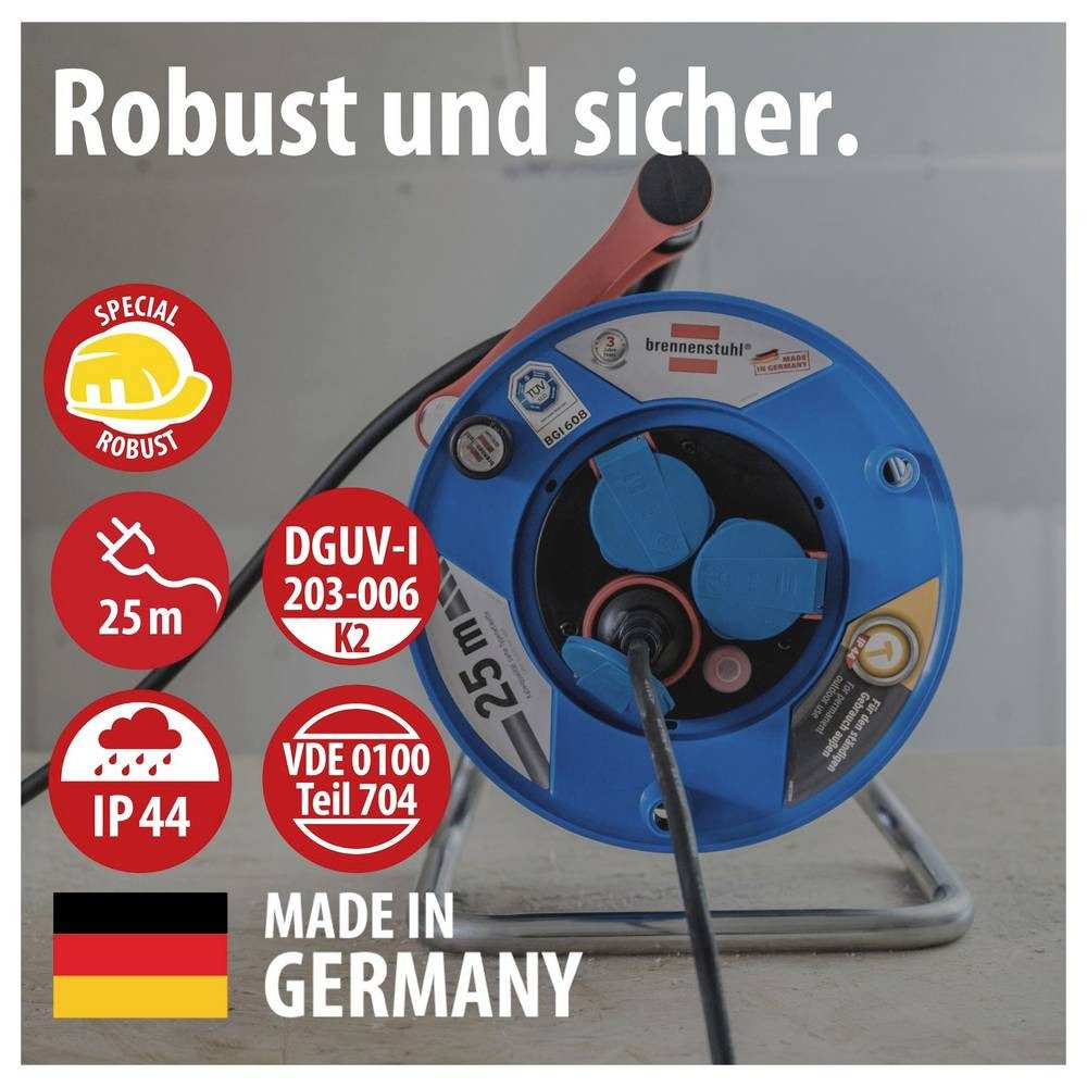 Brennenstuhl Baustellen-Kabeltrommel 25 m Garant 3G1.5 1218350 Kabeltrommel