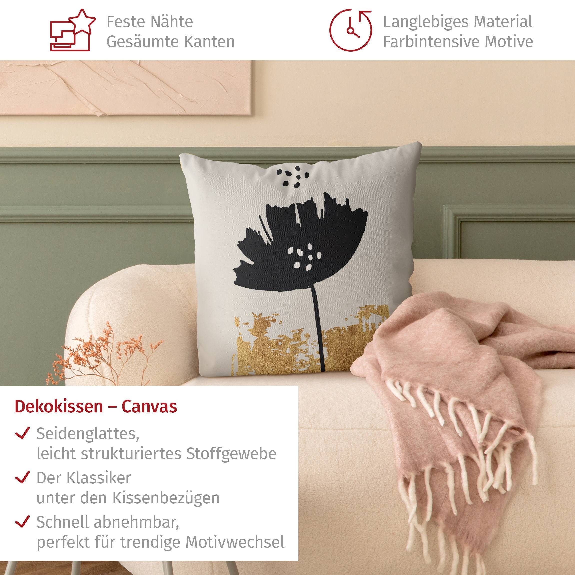 Bilderdepot24 Dekokissen drinnen Kissenhülle/ Sofakissen/ Zierkissen Kissenhülle gold Blumen, Bezug mit / ohne Füllung Zierkissen Outdoor Sofa Bett