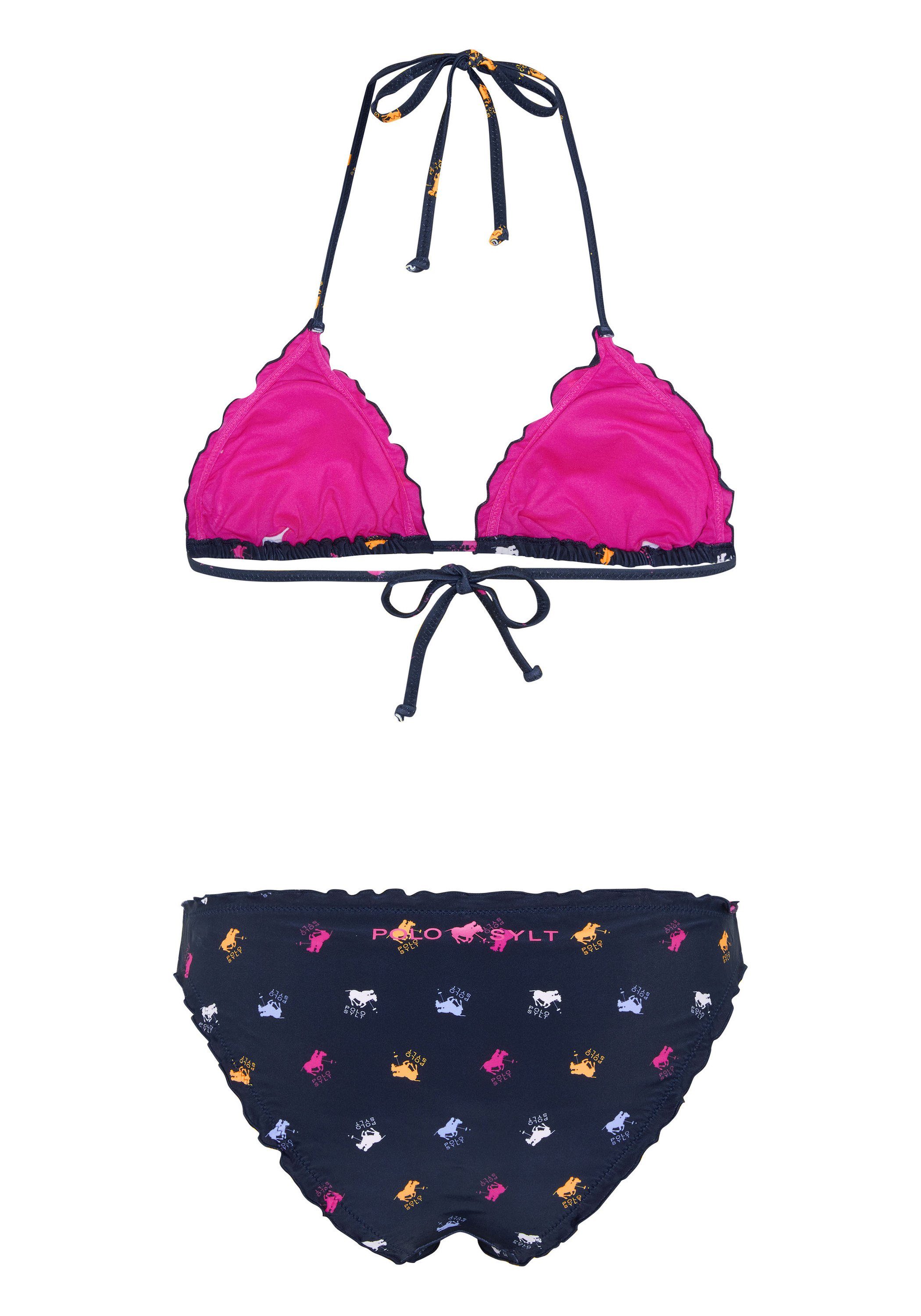 (Set) Sylt Triangel-Bikini mit Allovermuster 4829 Polo Blue/Pink Dark