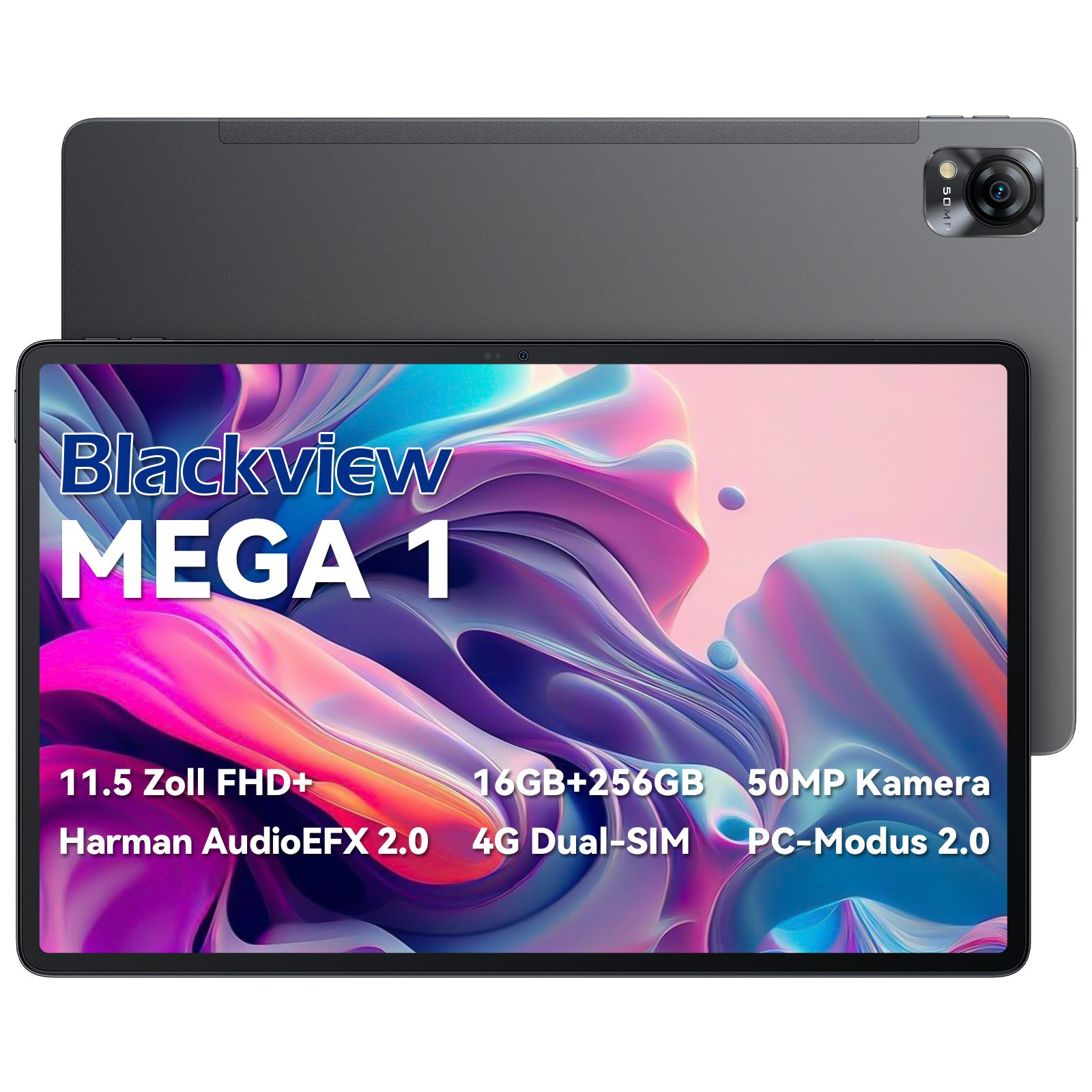 blackview Mega1 Tablet (11,5", 256 GB, 4G (LTE), 2.4K 120 Hz Display, 50MP Kamera, Unterstützt PC-Modus, mit Hülle)